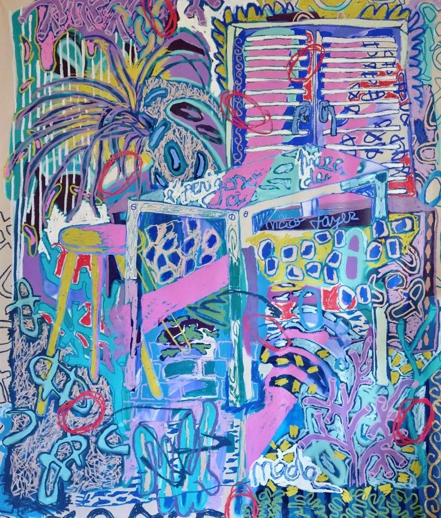 Lembrar de não afogar em terra, Ana Malta, 2022, Mixed media on canvas