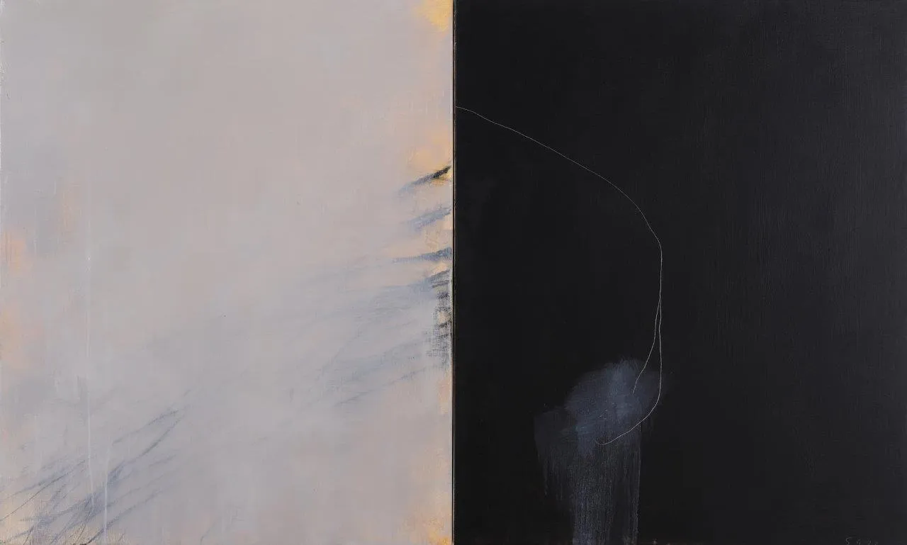 Last Moon (Díptico), Steven Seinberg, 2023, Mixed media with oil on canvas