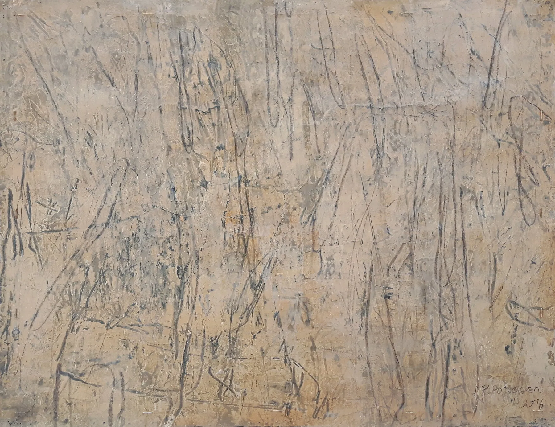 Dans les Blés, Jean Pierre Porcher, 2016, Acrylic with graphite on paper