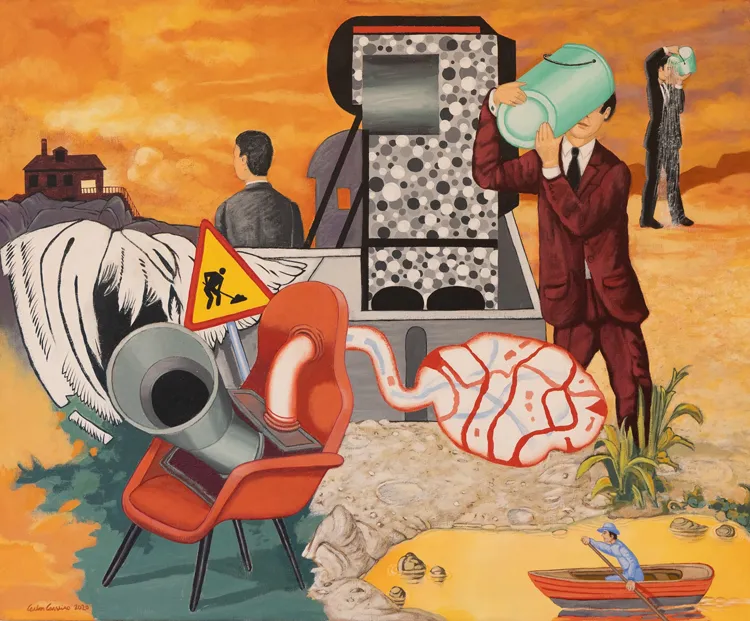 Ícaro modifica um intonarumori, Carlos Carreiro, 2020, Acrylic on canvas