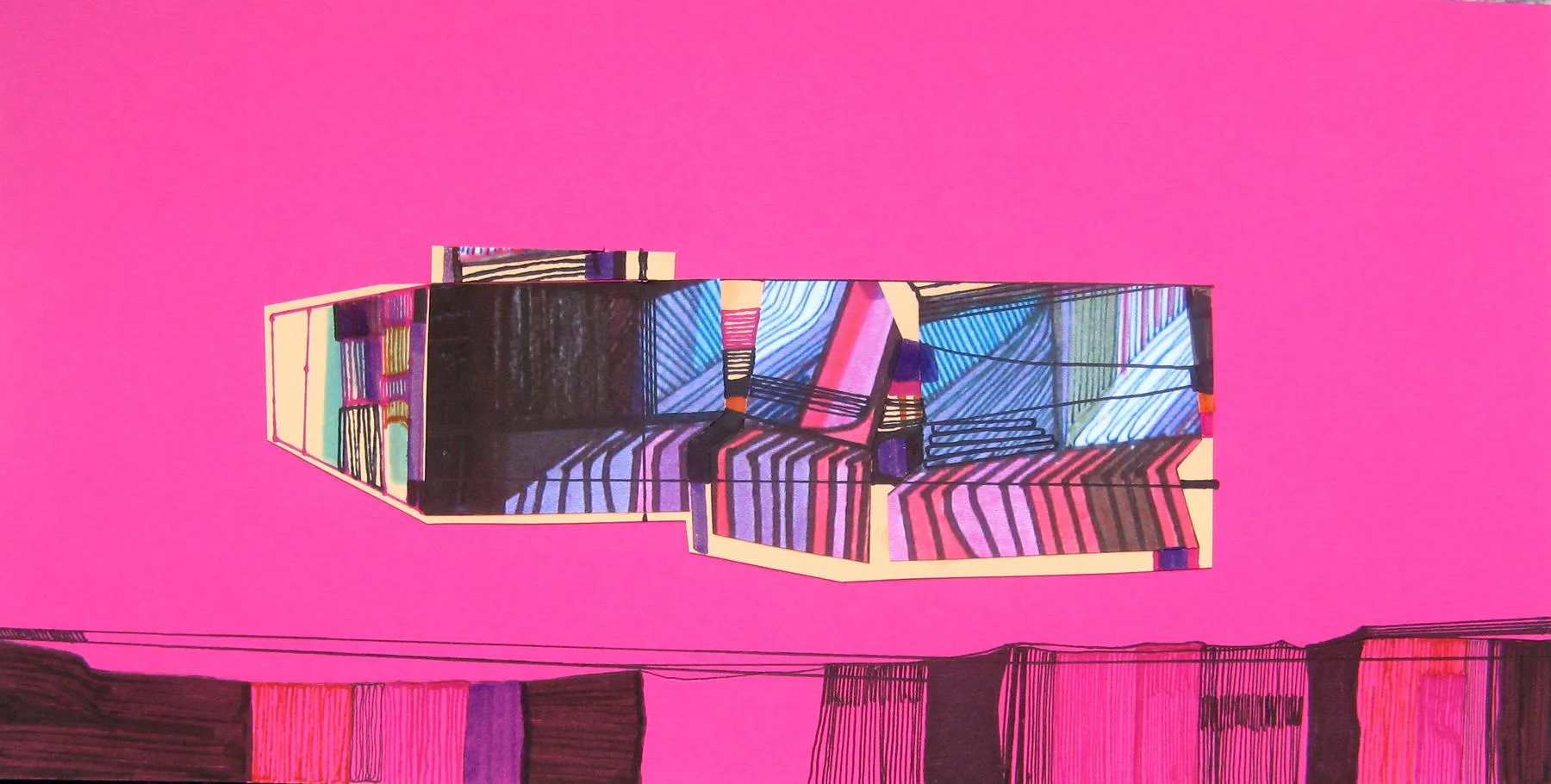 Houses, several corners of the world #16, Ana Pais Oliveira, 2012, Drawing and collage on card