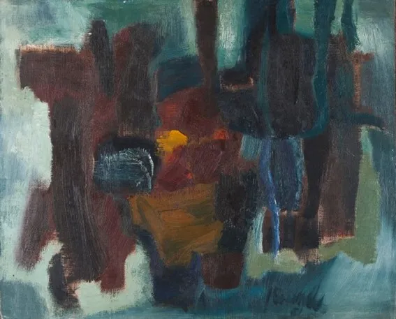 Sem título (Figuras), Júlio Resende, 1961, Óleo sobre platex