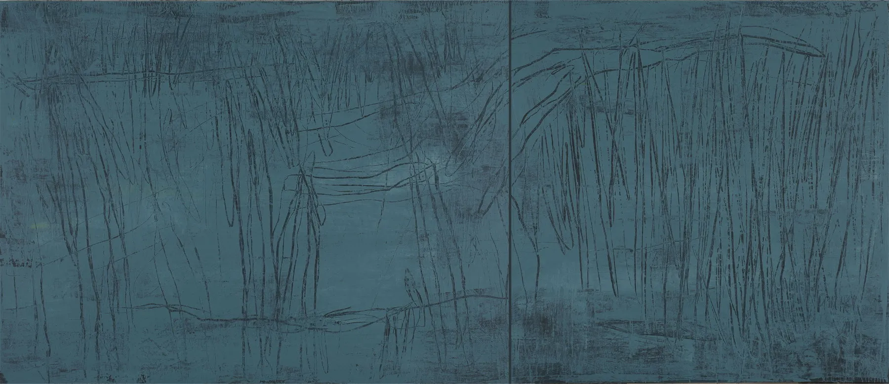 Bord d'Étang, Jean Pierre Porcher, 2016, Acrylic with graphite on canvas