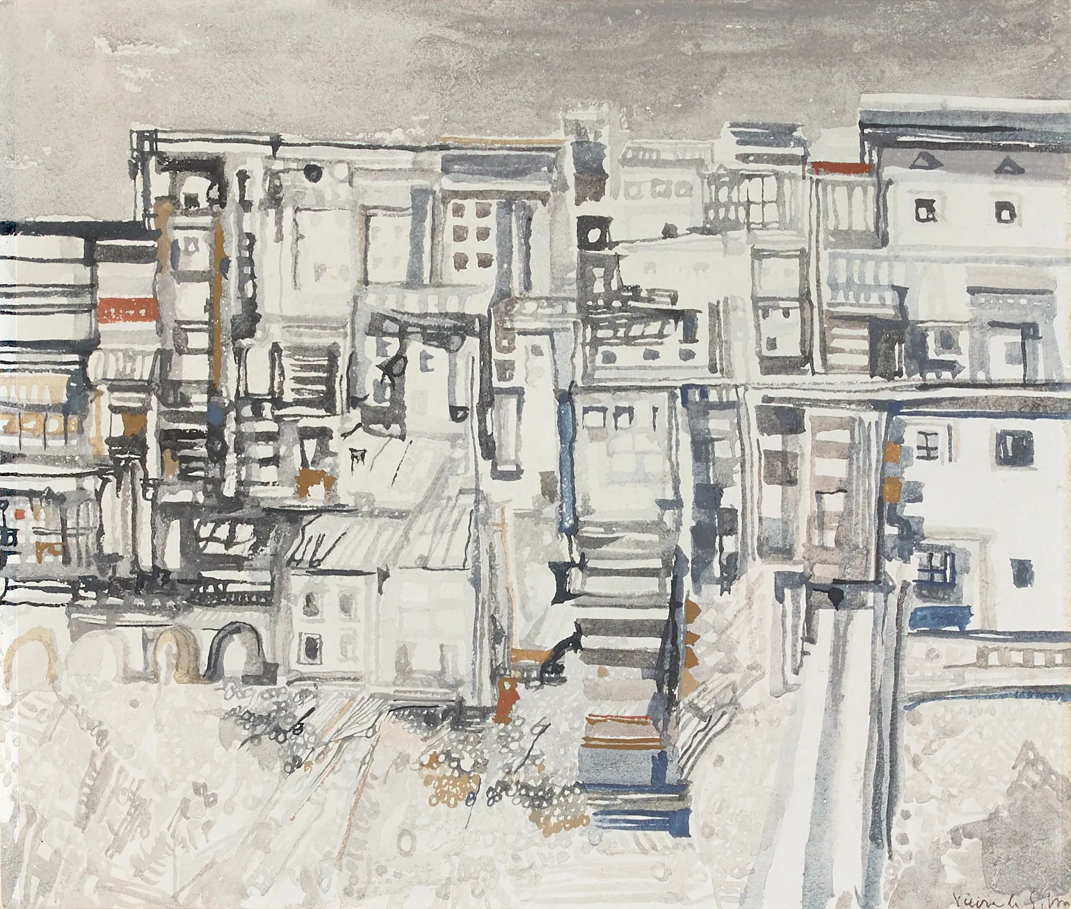 Portrait d'une Ville, Vieira da Silva, 1957, Gouache on paper
