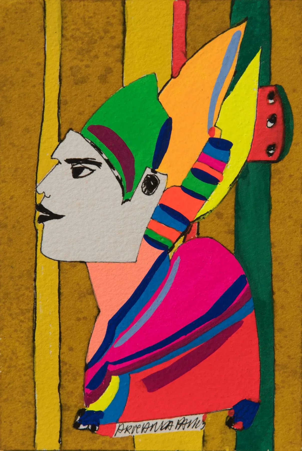 Série retrato 15, Armanda Passos, 2017, India ink and gouache on paper
