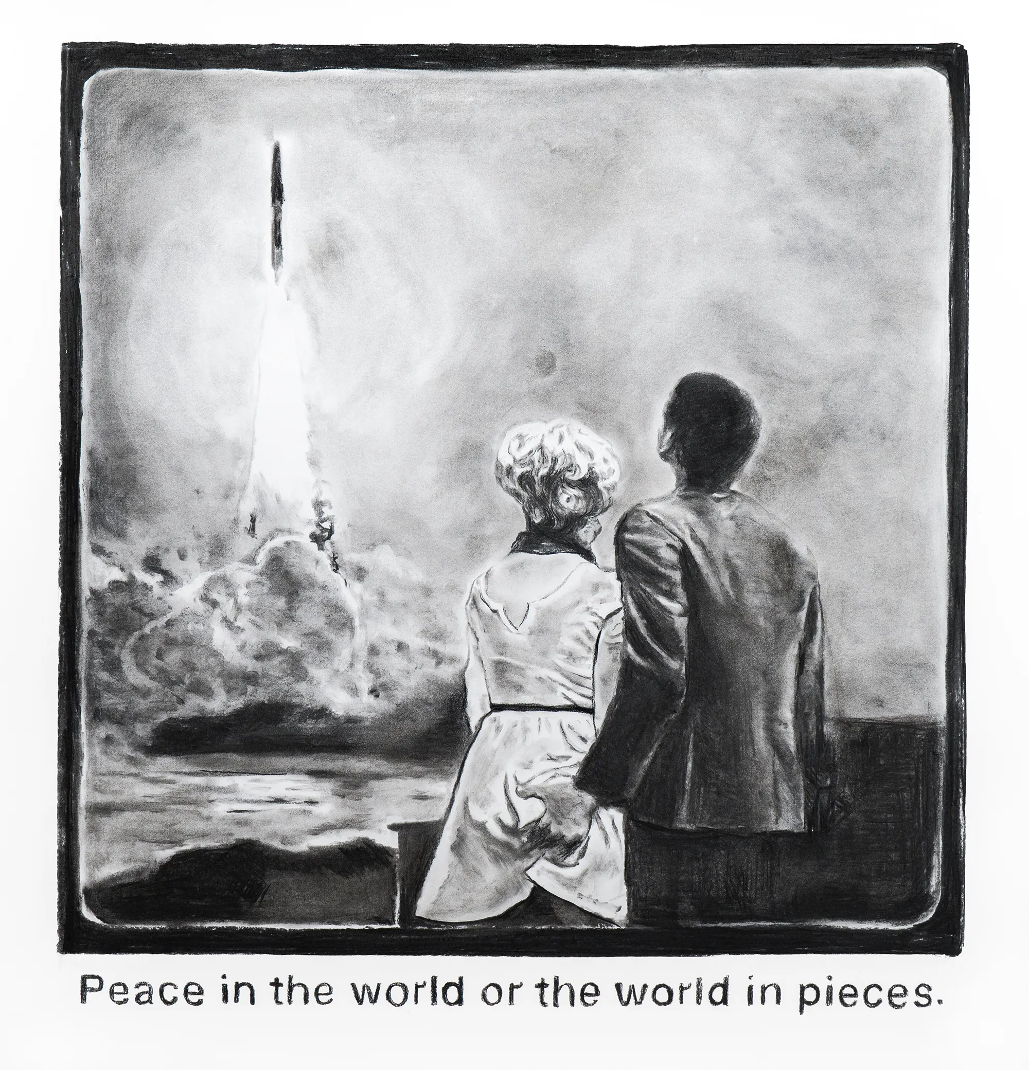 Peace in the world, Catarina Patrício, 2026, Charcoal on paper