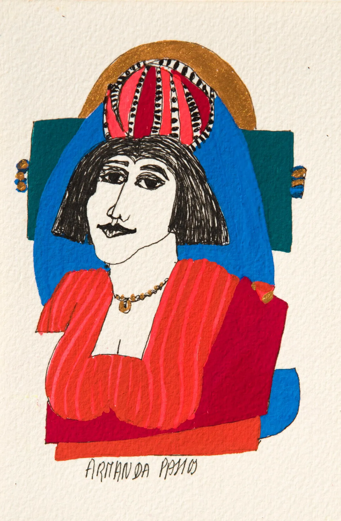 Série retrato 13, Armanda Passos, 2017, India ink and gouache on paper