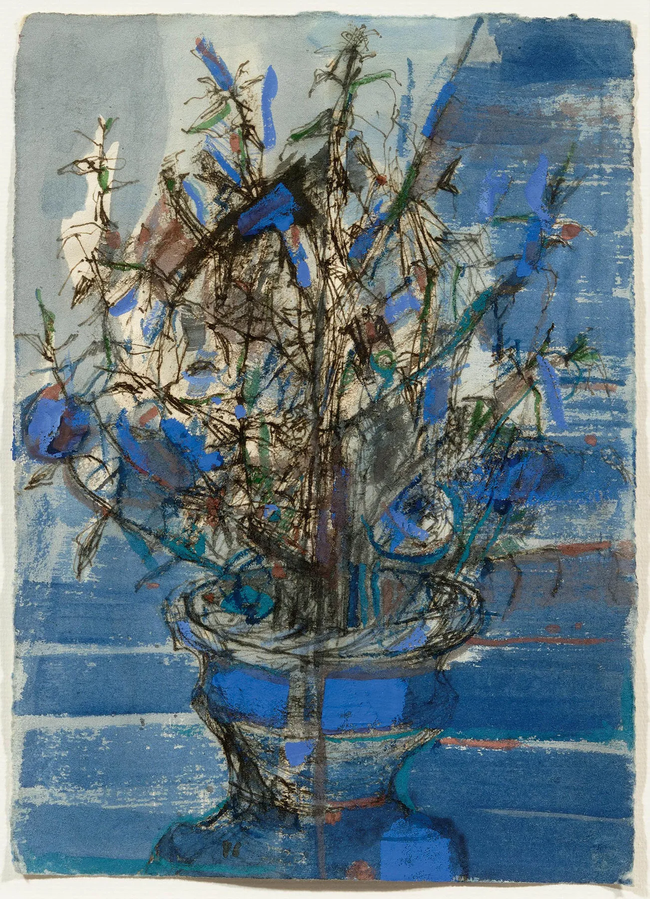 Le Vase Bleu, Vieira da Silva, 1976, Tempera on paper