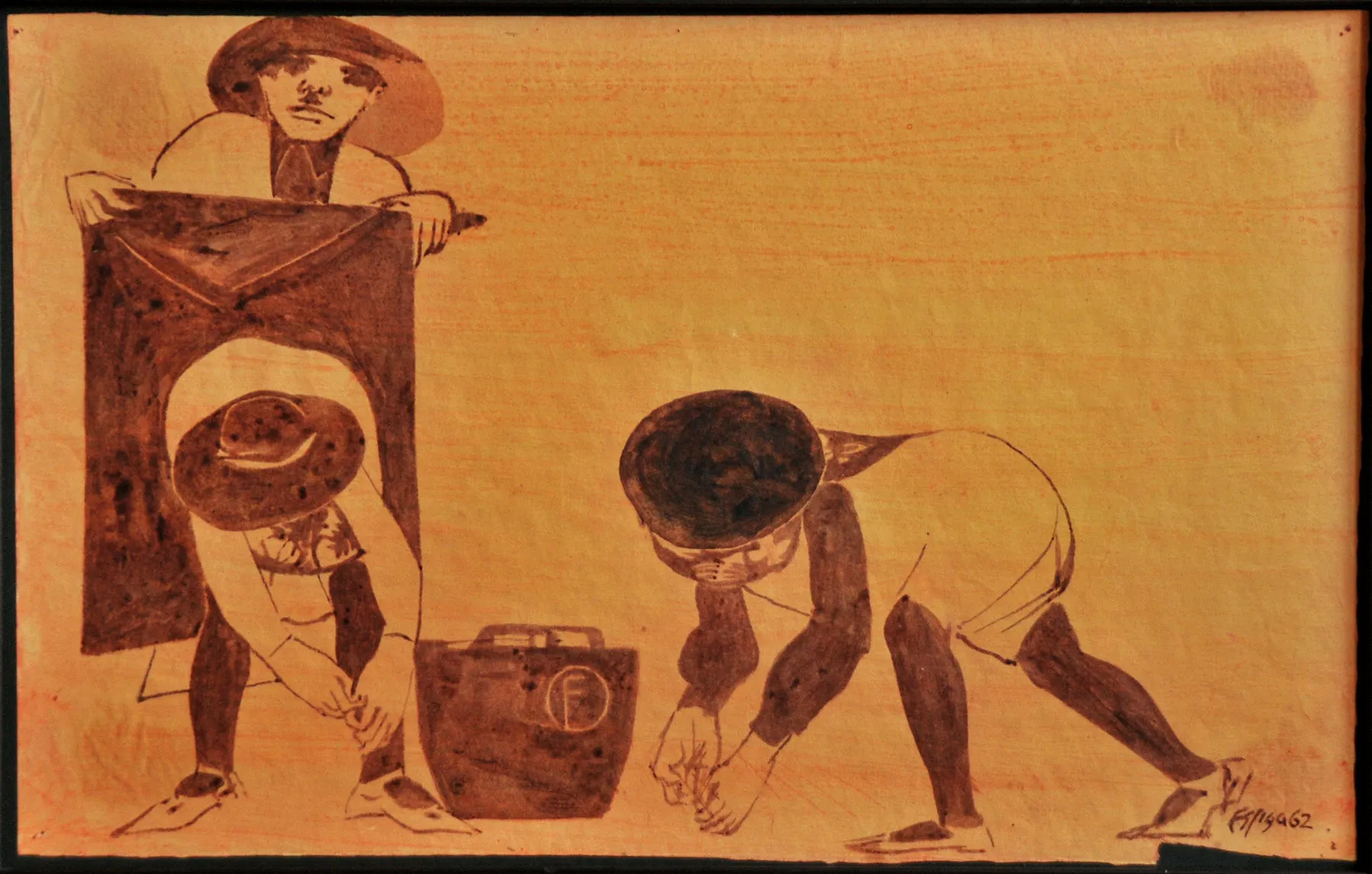 Apanha da Azeitona, Espiga Pinto, 1962, India ink on paper
