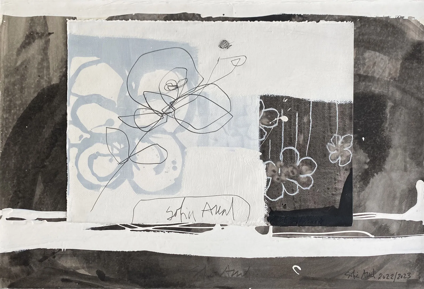 Flores em Rosa I, Sofia Areal, 2022, Mixed media on paper