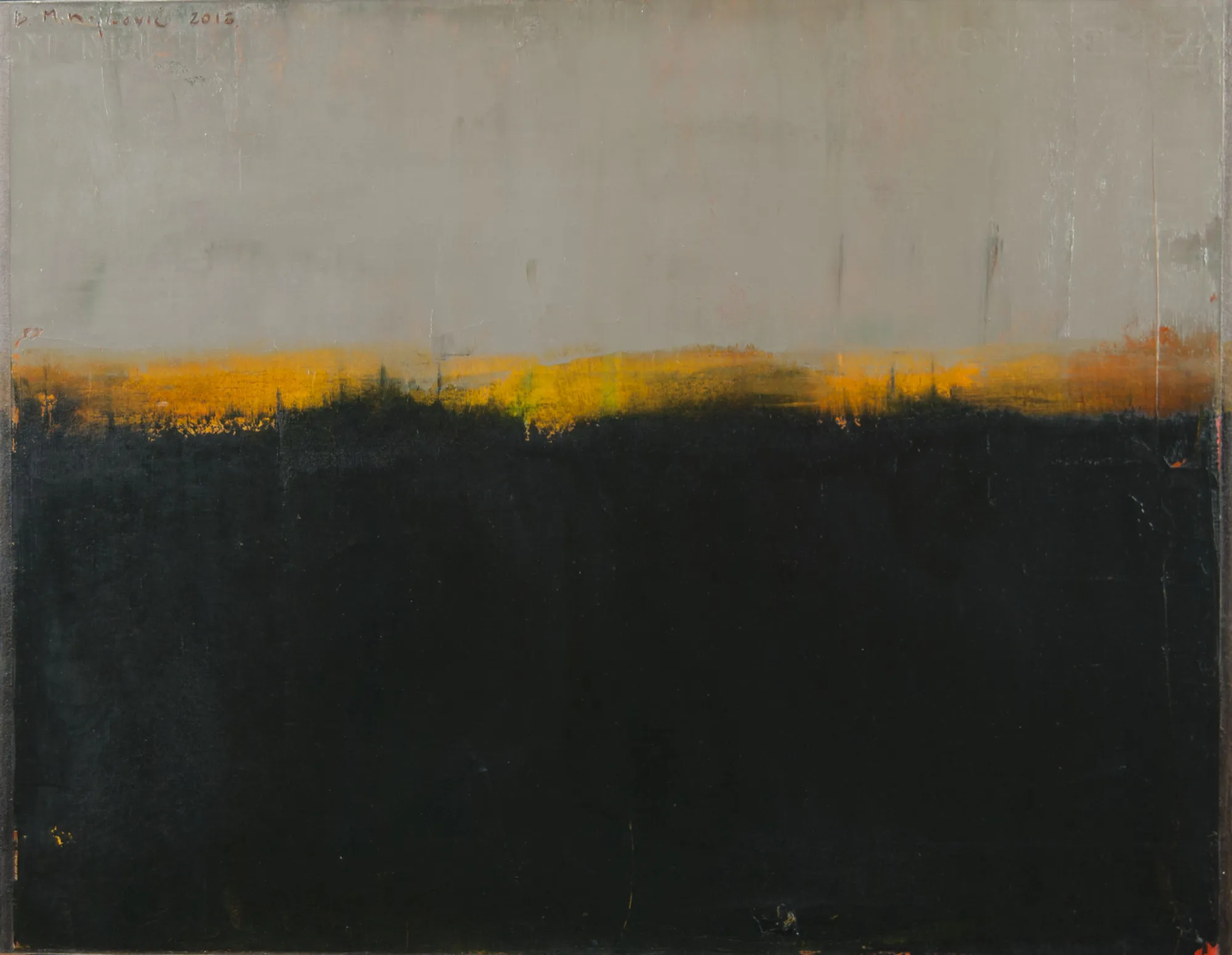 A.P.18-287 (My Land II), Branislav Mihajlović, 2018, Oil on paper mounted on wood