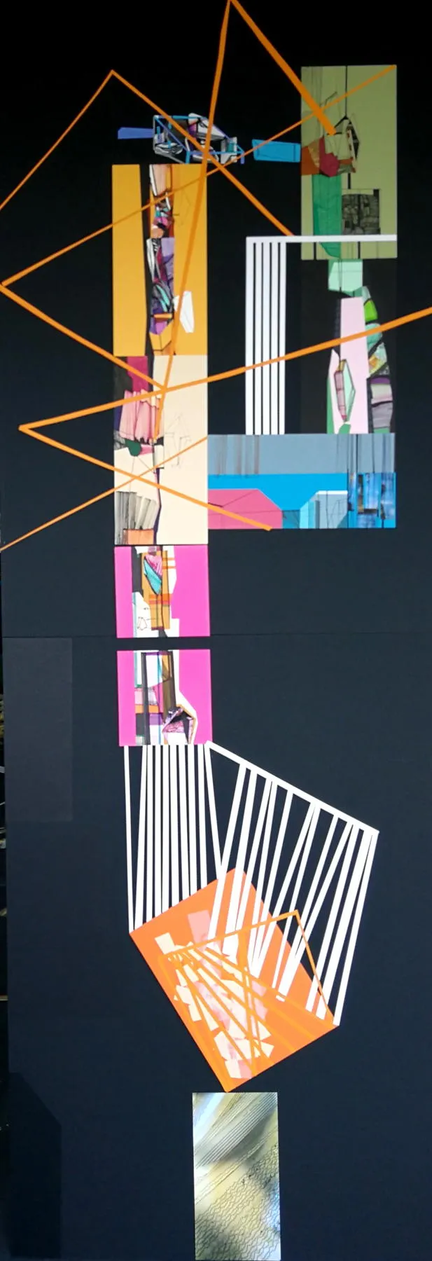 High-rise lockdown building #3, Ana Pais Oliveira, 2022, Mixed media on black K-Line