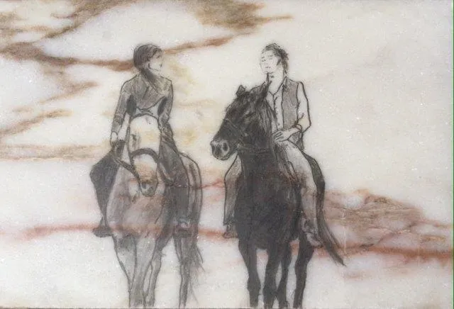 Horses series (3), Cristina Guise, Graphite on marble