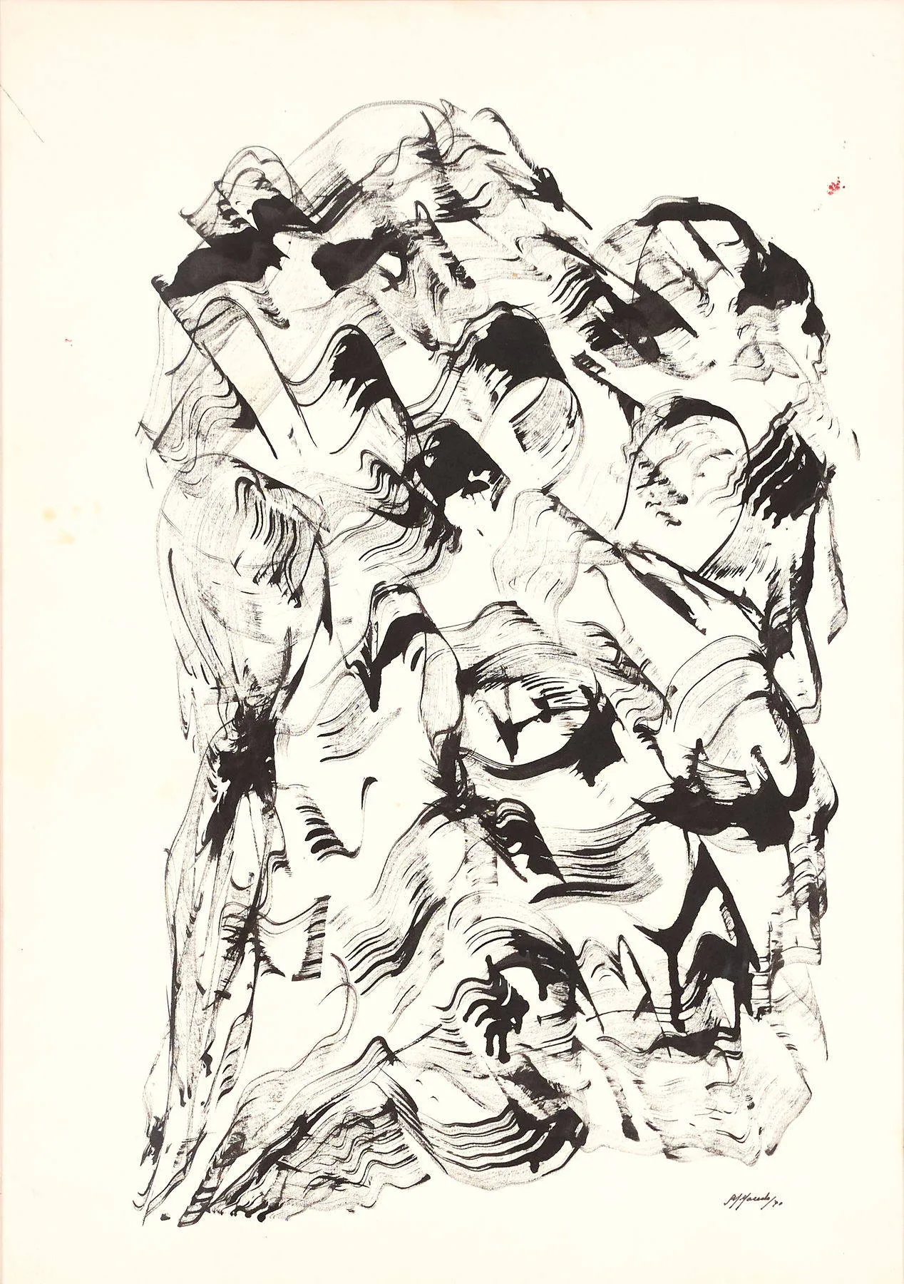 Gente da noite, Moita Macedo, 1970, Acrylic on paper mounted on canvas