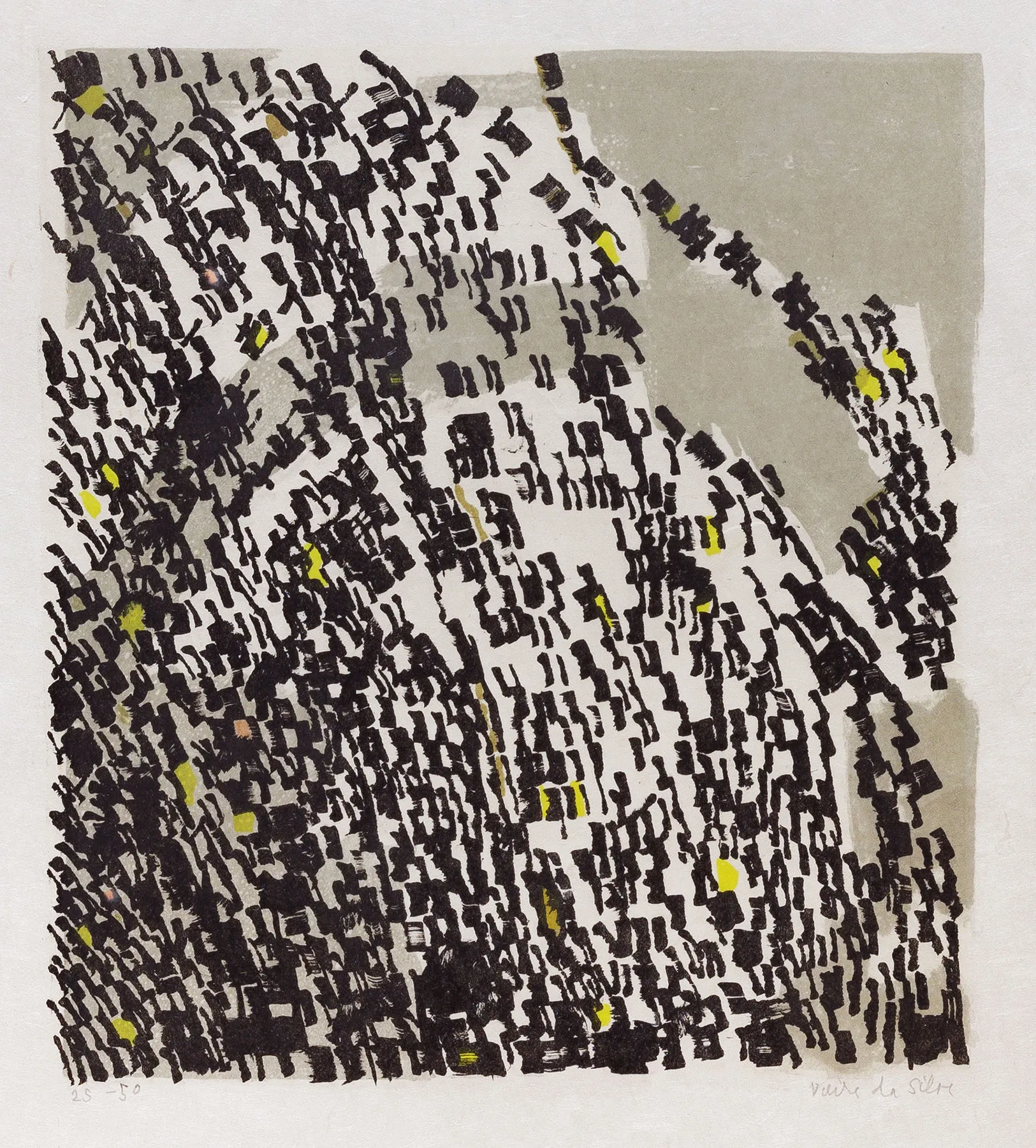 Les Gens, Vieira da Silva, 1971, 7-colour lithograph on Japanese paper