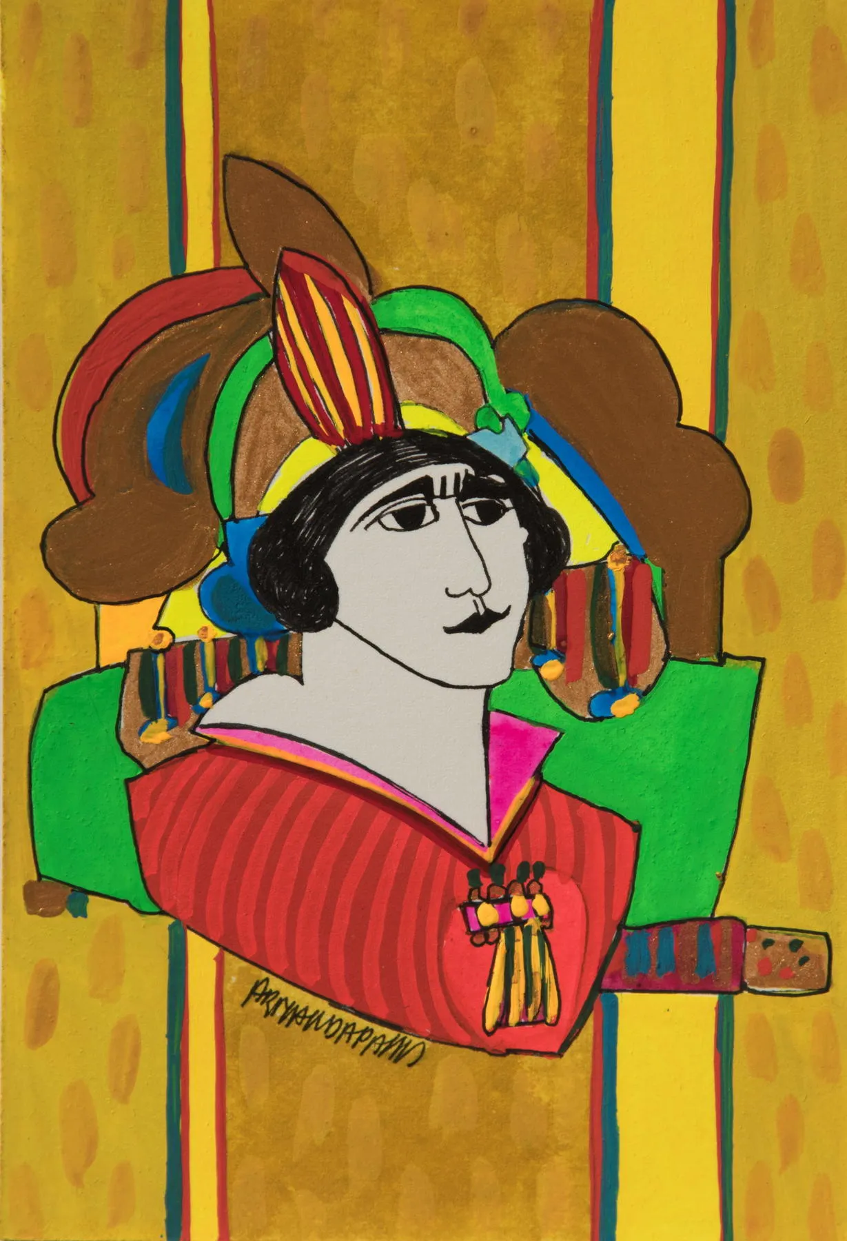 Série retrato 19, Armanda Passos, 2017, India ink and gouache on paper