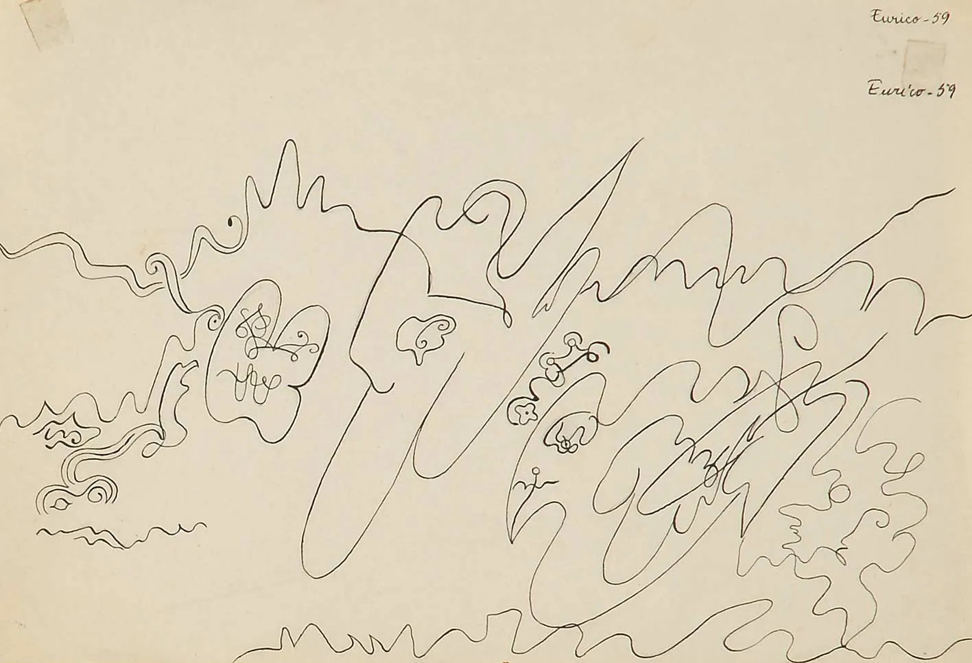 Voo onírico, Eurico Gonçalves, 1959, Mixed media on paper