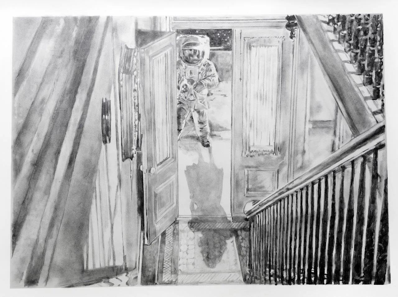 Welcome Home, Catarina Patrício, 2022, Graphite and charcoal on paper