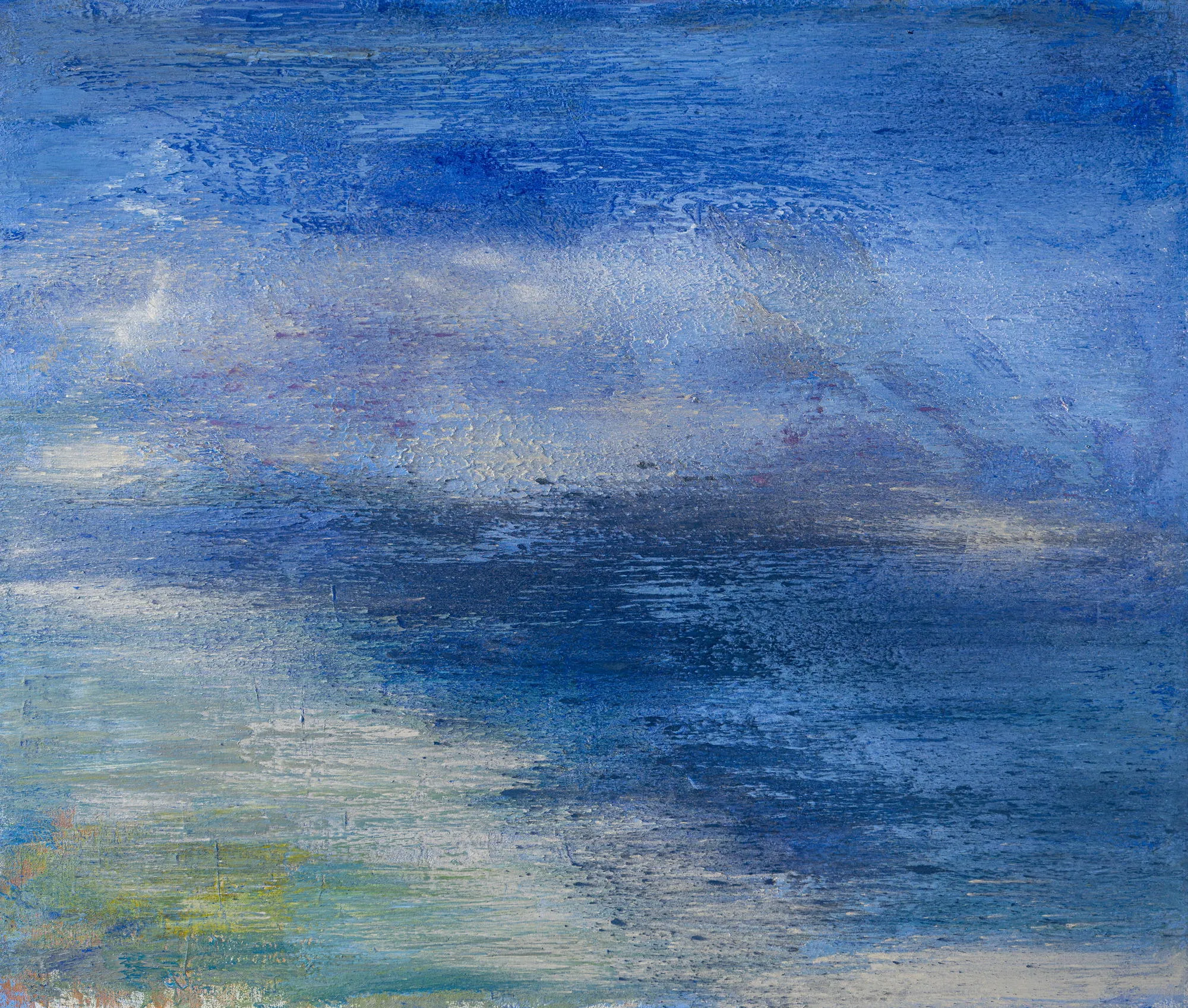 Pensando en el lago de todos los santos, Alberto Reguera, 2024, Mixed media on canvas