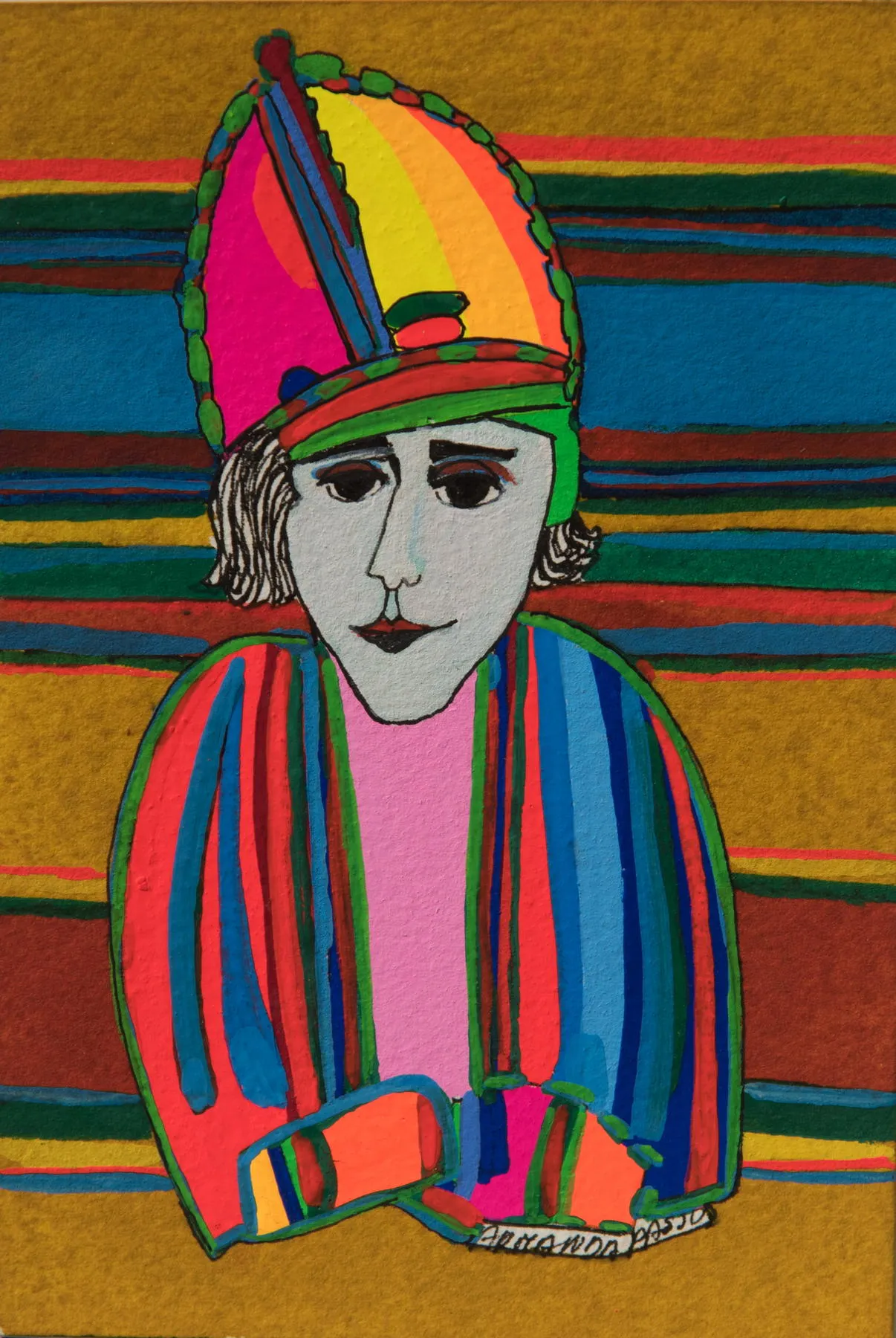 Série retrato 25, Armanda Passos, 2017, India ink and gouache on paper