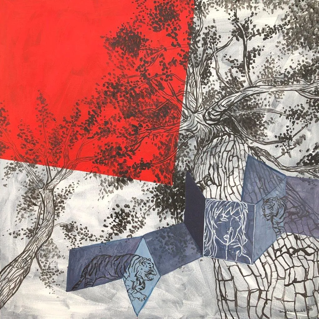 Tigre de papel, Benedita Kendall, 2024, Acrylic on canvas