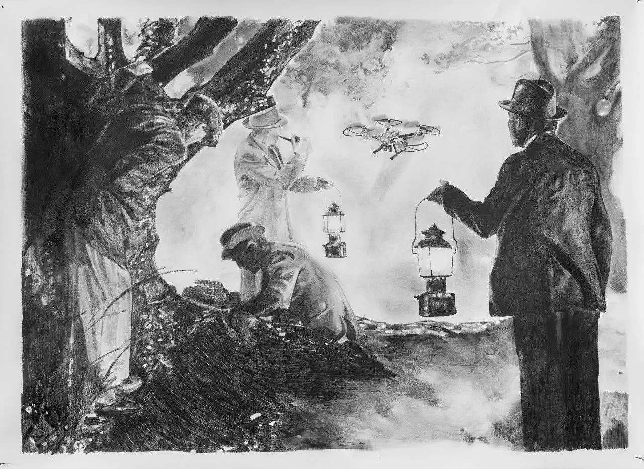 O Observador apareceu, Catarina Patrício, 2019, Graphite and charcoal on paper