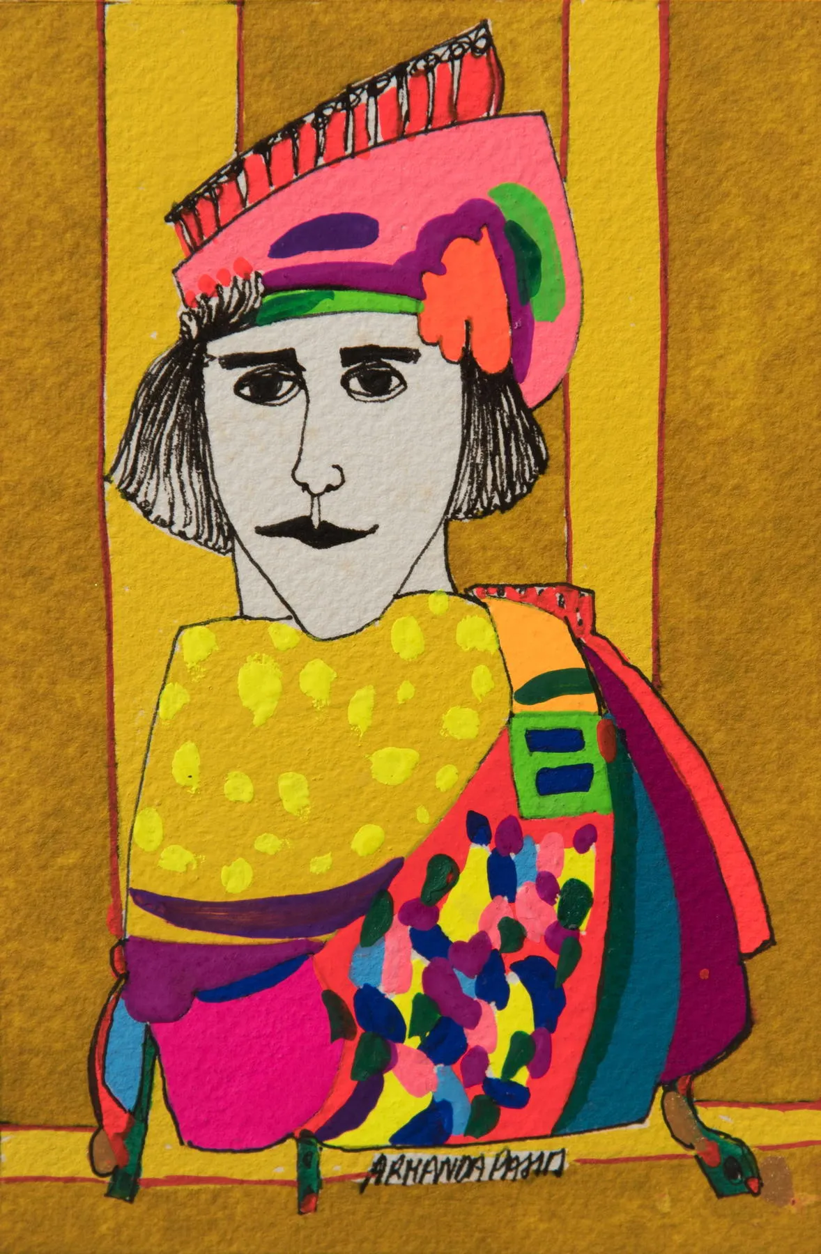 Série retrato 17, Armanda Passos, 2017, India ink and gouache on paper