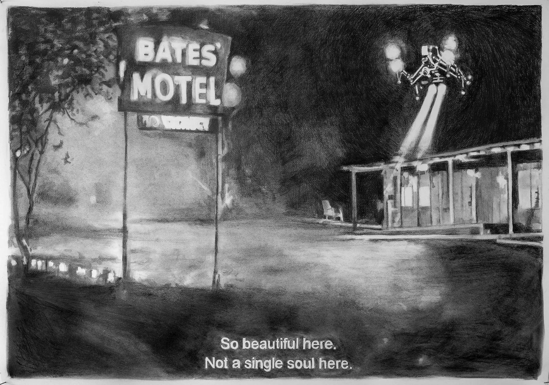 Neon-modernity, Catarina Patrício, 2018, Graphite and charcoal on paper