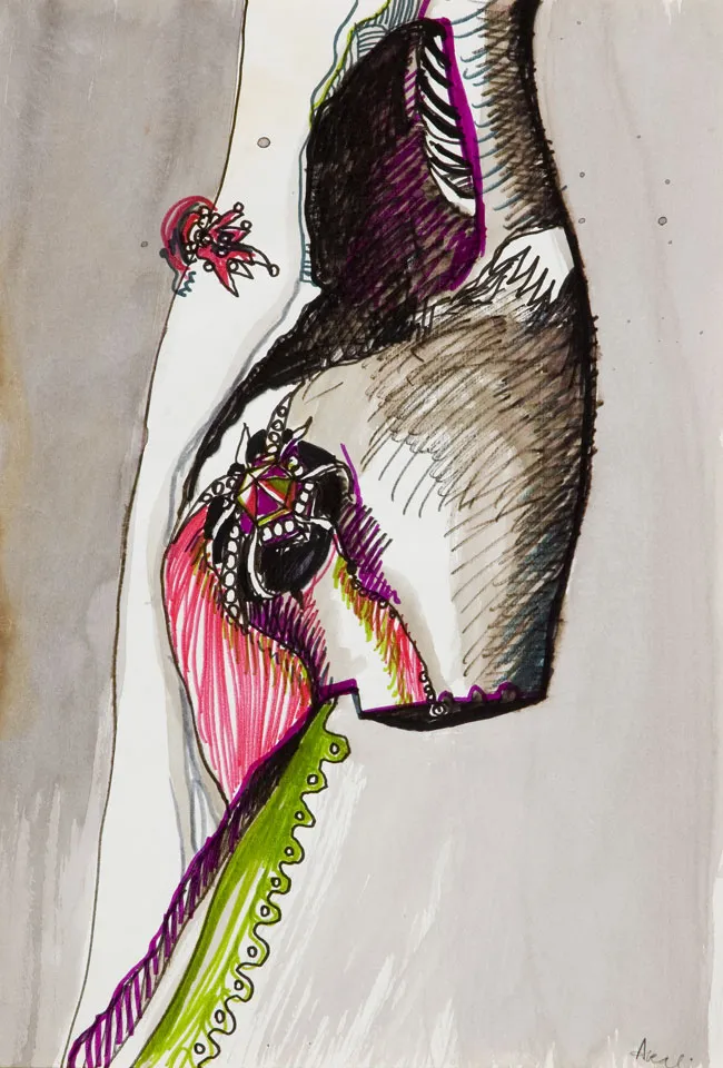 Estudo p/ colaboração c/ Teresa Horta (42-46), António Areal, 1973, Mixed media on paper