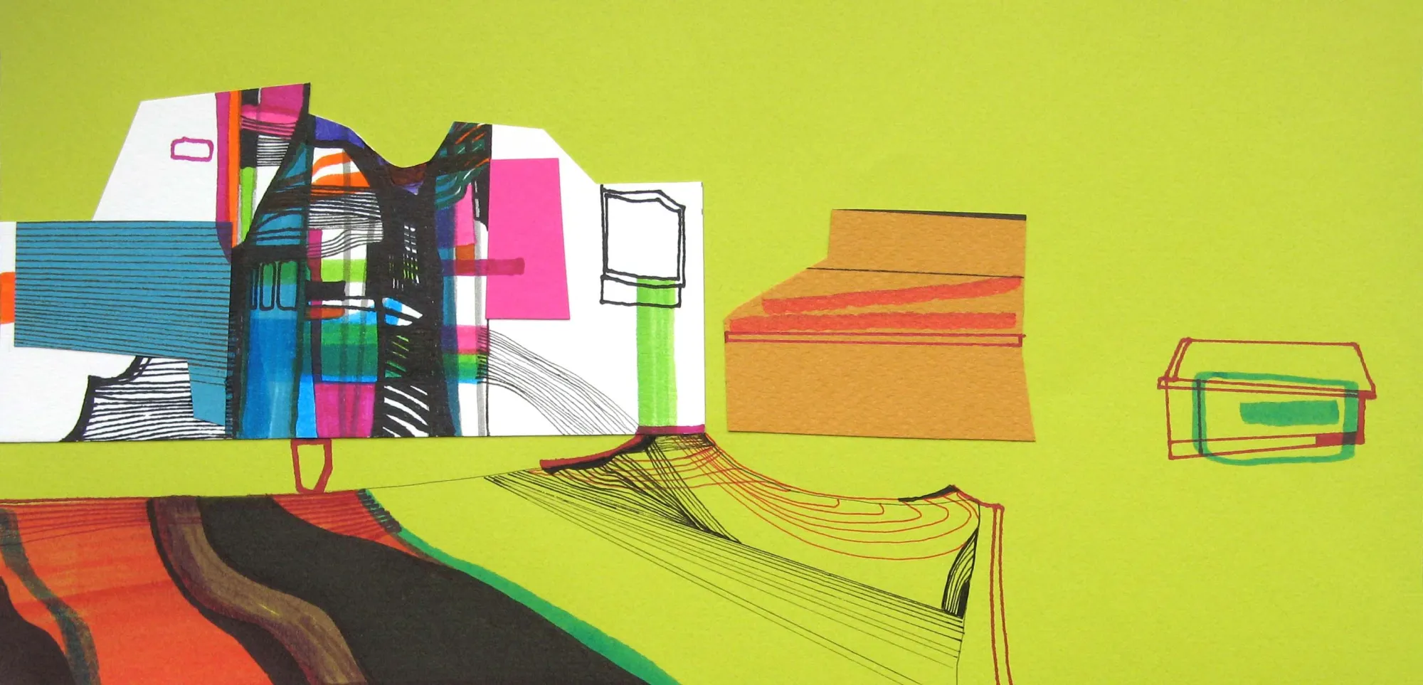 Houses, several corners of the world #24, Ana Pais Oliveira, 2012, Drawing and collage on card