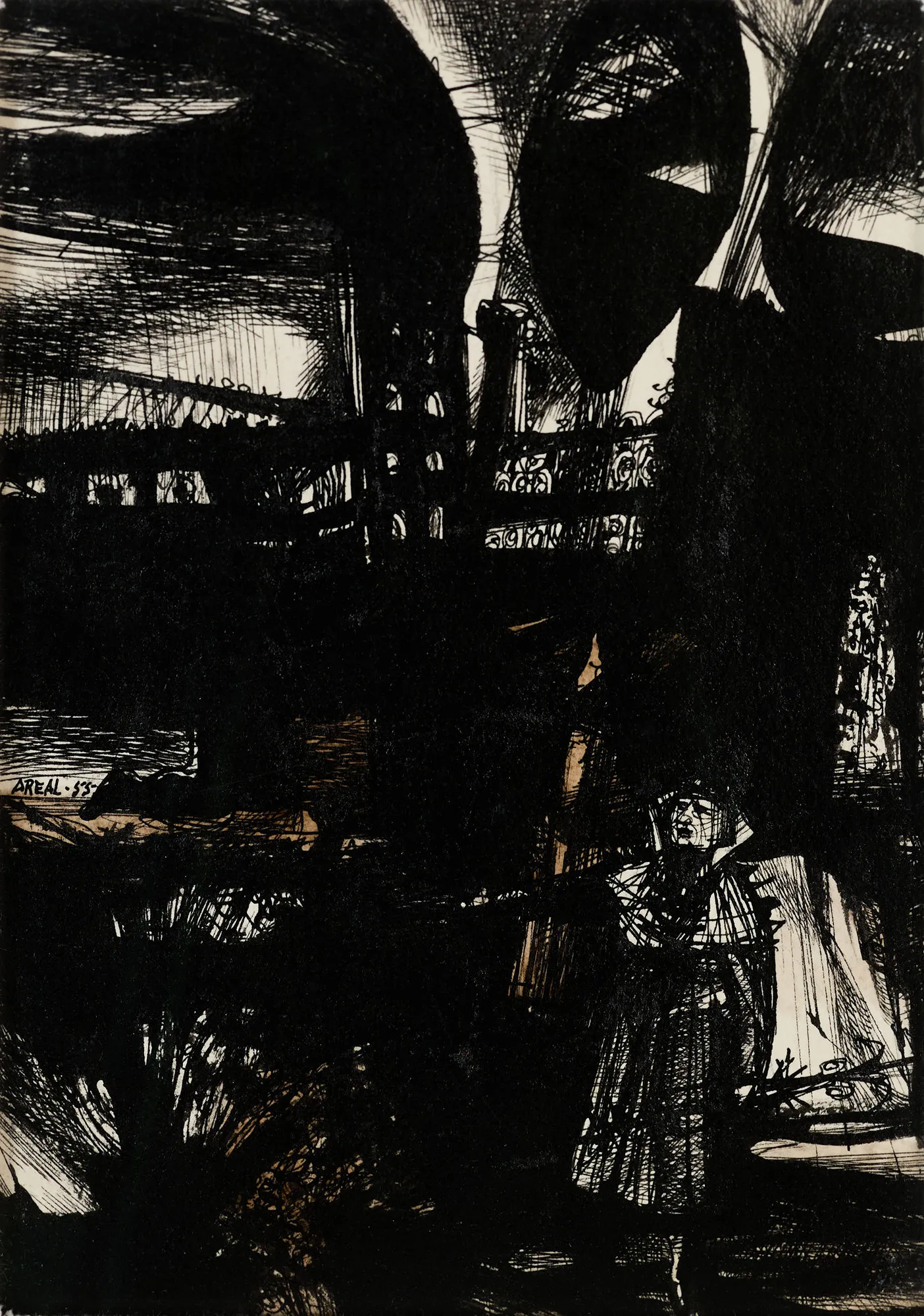 Untitled (L03), António Areal, 1955, India ink on paper