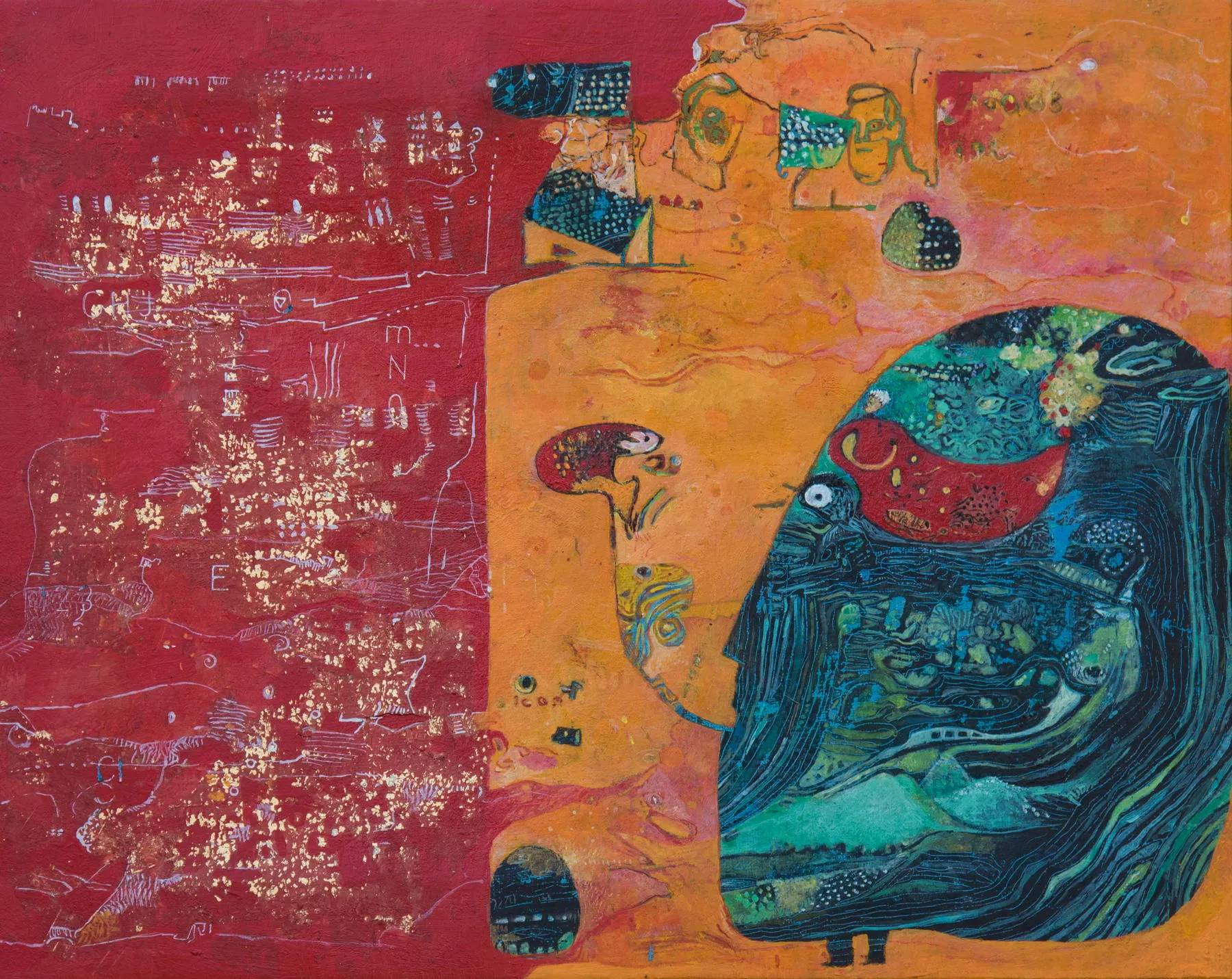 Encontro entre o Padre António Vieira e o chefe Índio de Seattle, Ana Maria, 2016, Oil on canvas