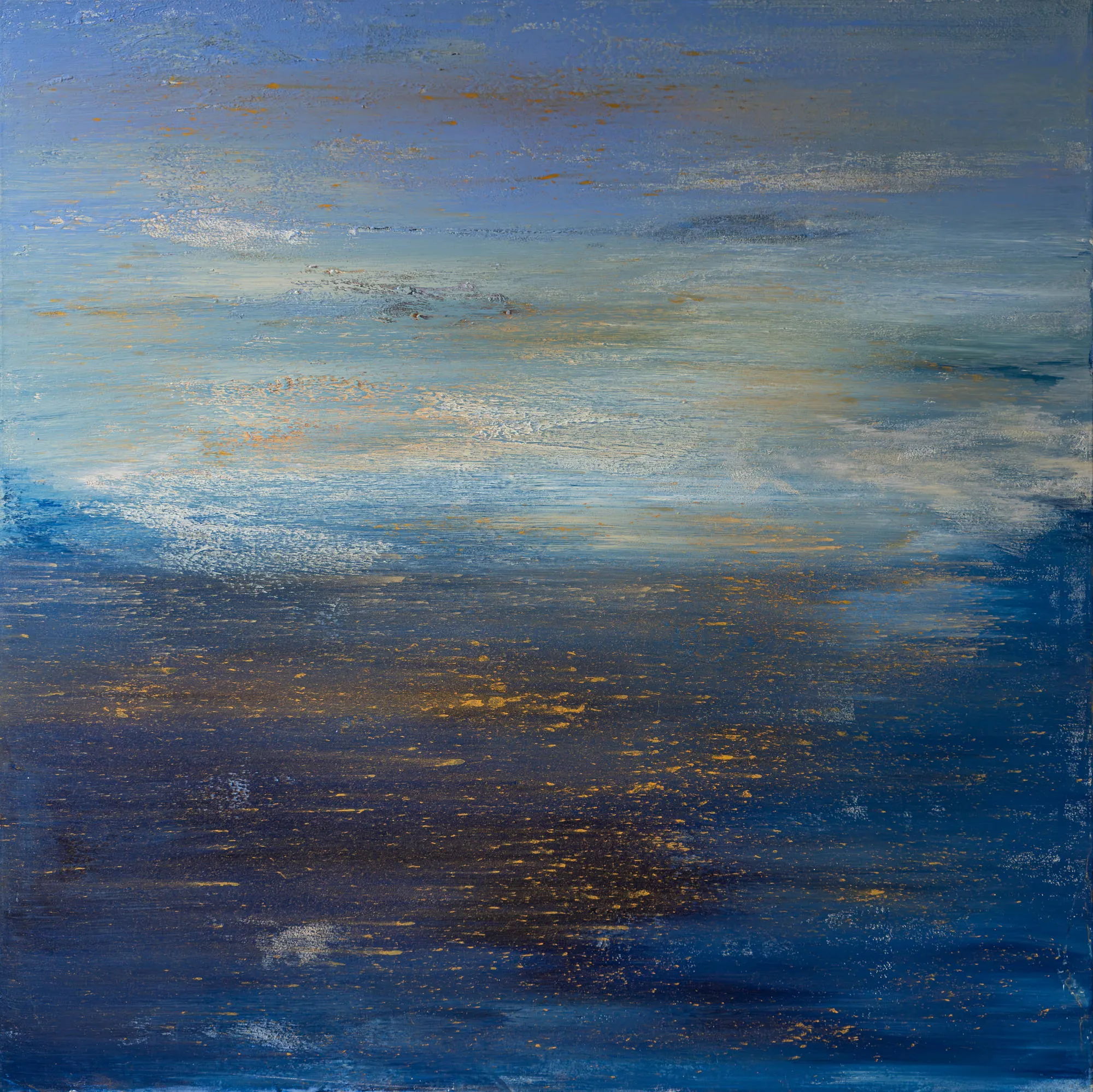 Luces atravesando un paisaje vaporoso, Alberto Reguera, 2023, Mixed media on canvas