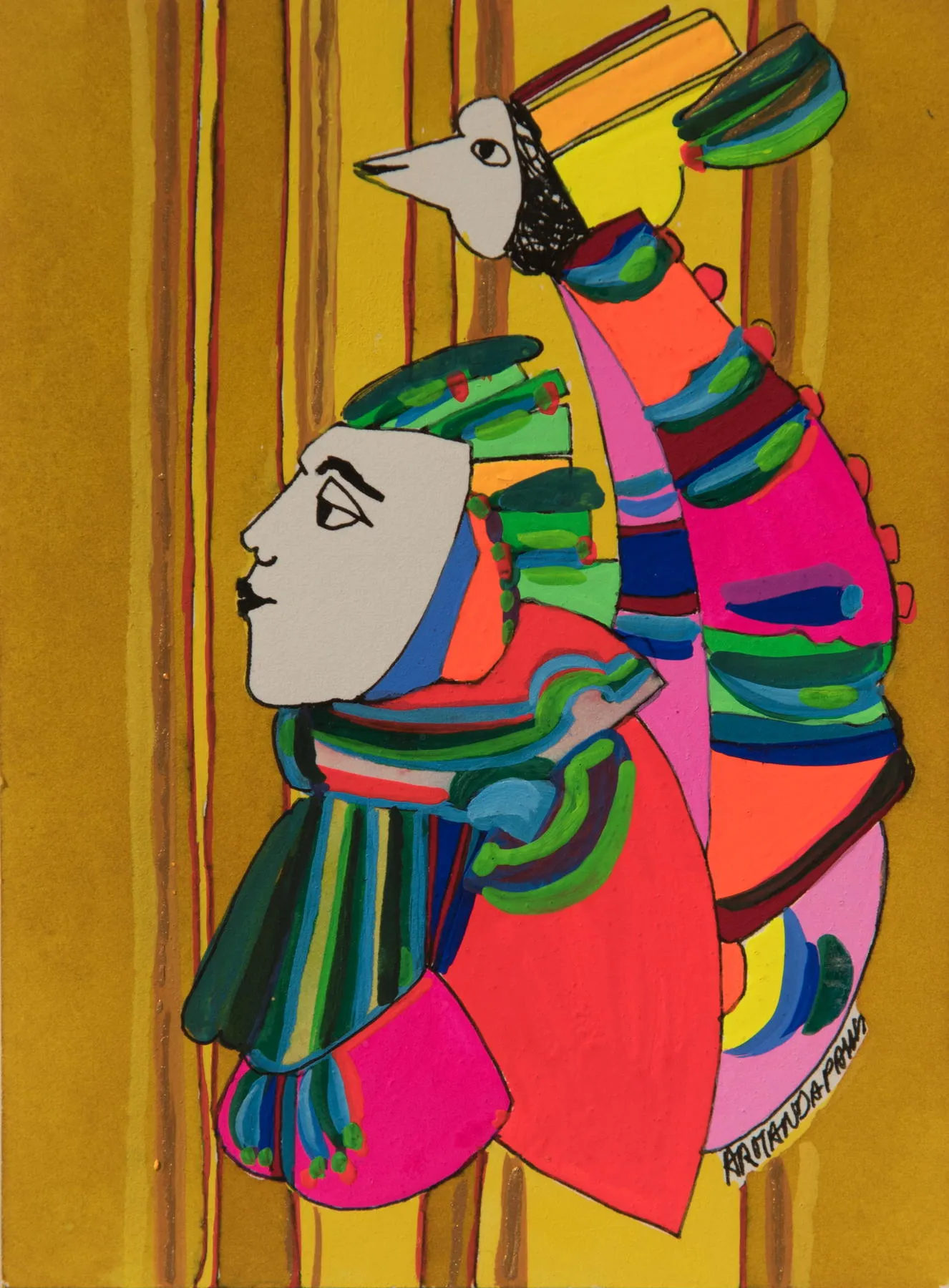 Série retrato 23, Armanda Passos, 2017, India ink and gouache on paper