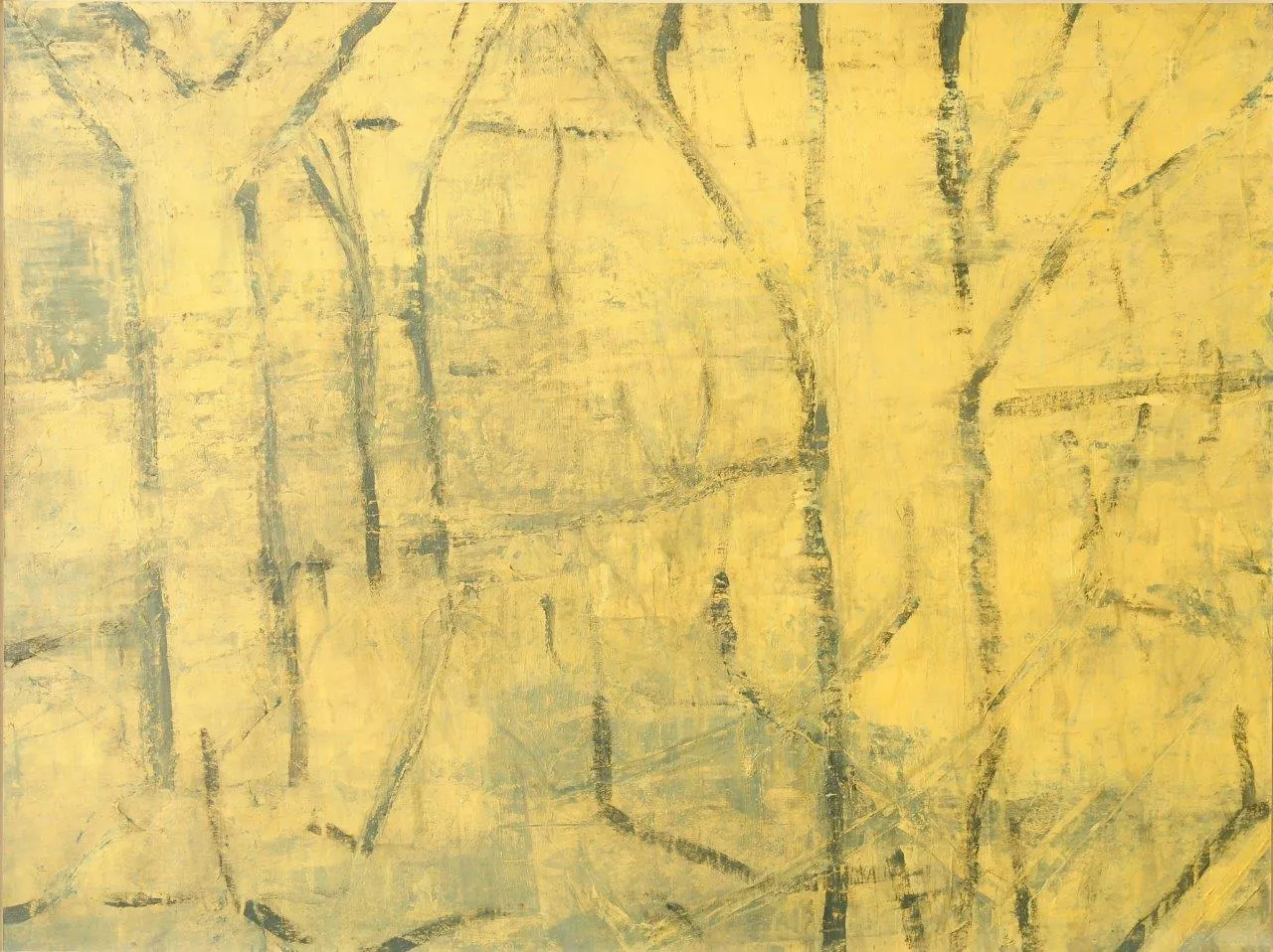 Jardin Jaune, Jean Pierre Porcher, 2014, Painting on paper on aluminium