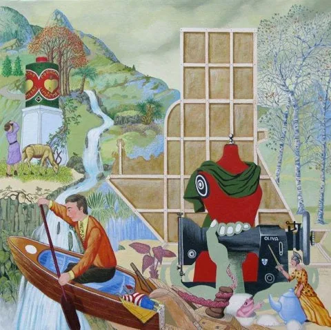 Paisagem com natureza morta portuguesa, Carlos Carreiro, 2008, Acrylic on canvas