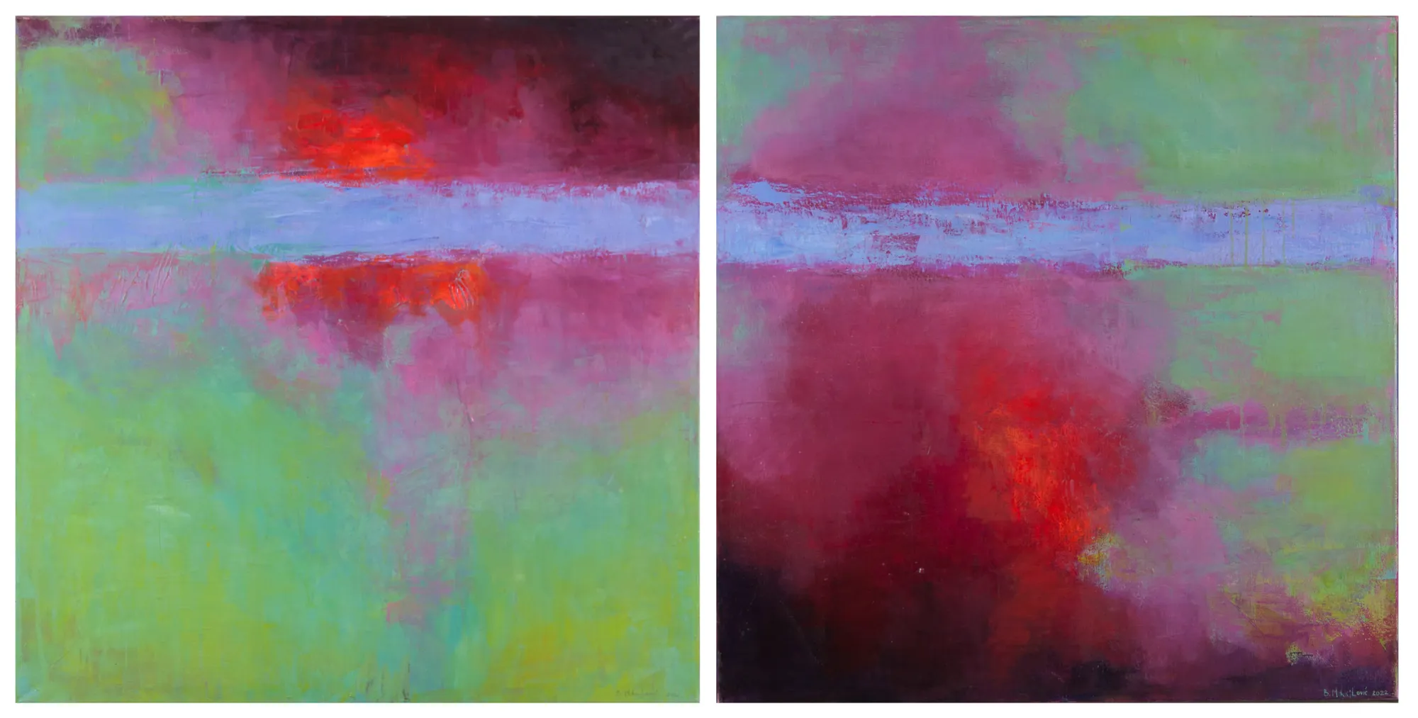 A.P.22-517/519 (Horizons II), Branislav Mihajlović, 2022, Oil on canvas