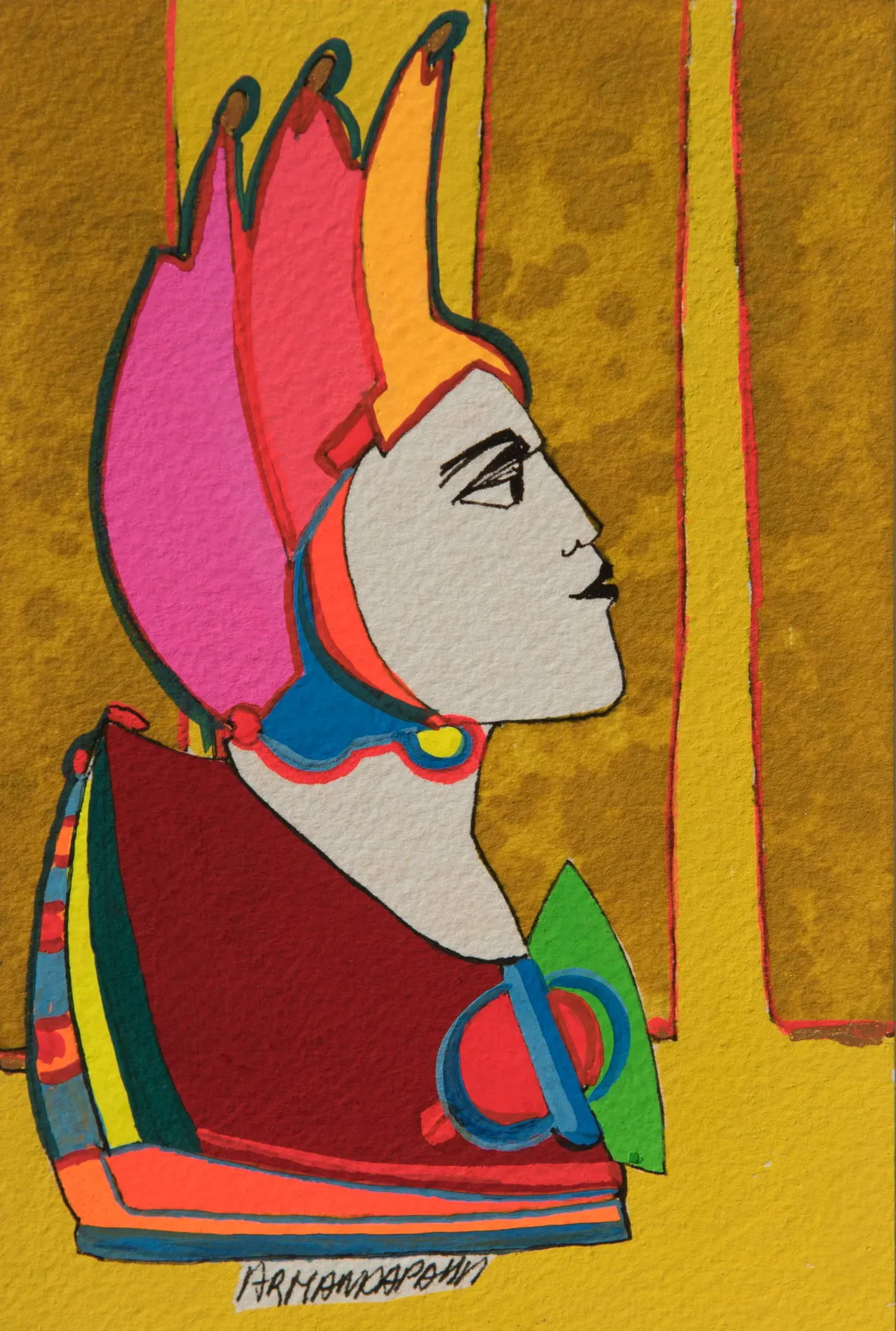 Série retrato 24, Armanda Passos, 2017, India ink and gouache on paper