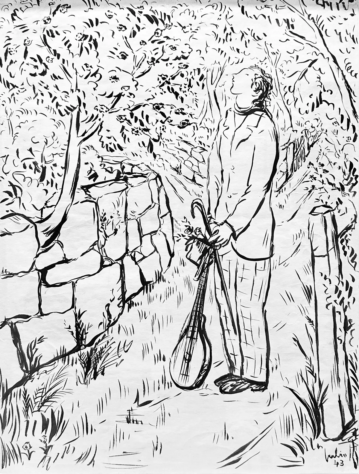 Poet series, Júlio, 1943, India ink on paper