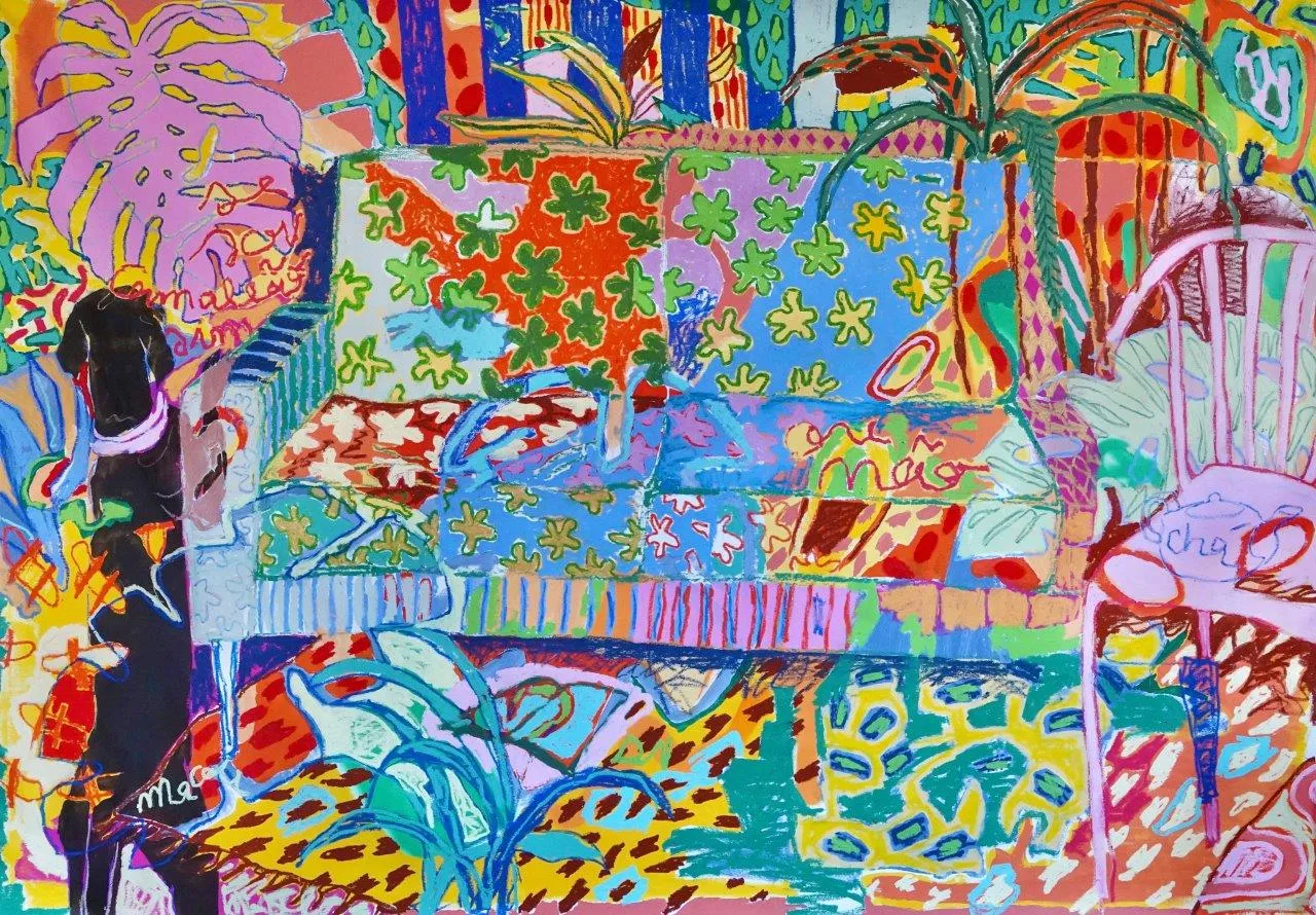 Além de ti, de mim e do Tejo, Ana Malta, 2023, Mixed media on canvas