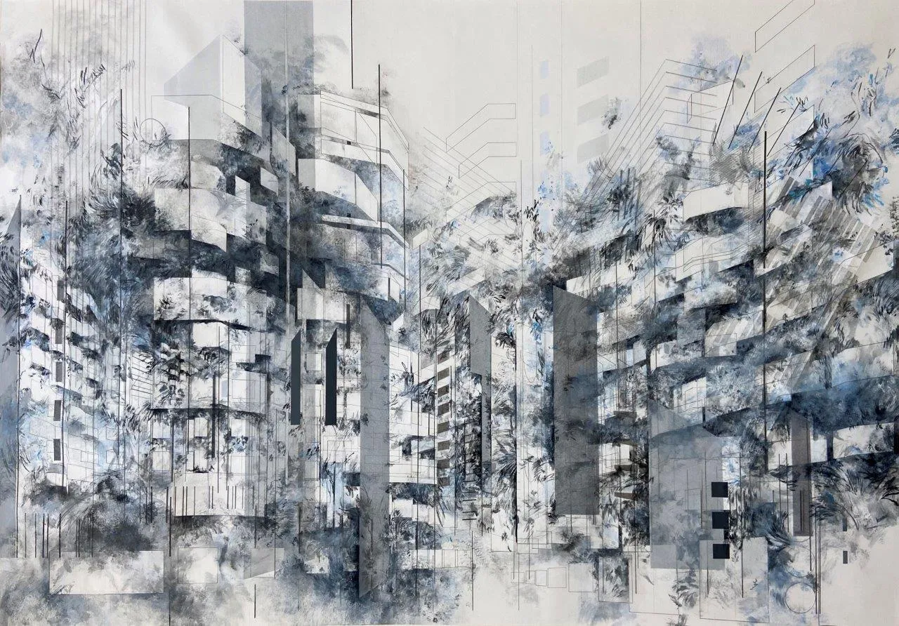 Avoriaz, Camille Bonneau, 2021, Mixed media on paper