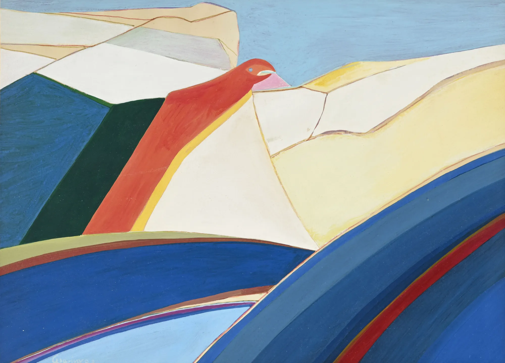 Praia da Almagreira, Mário Cesariny, 1982, Mixed media on cardboard