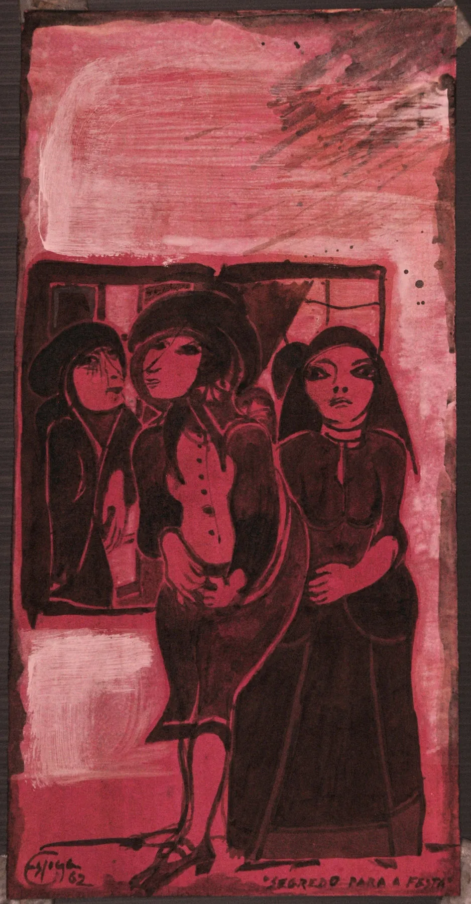 Segredo para a festa na aldeia, Espiga Pinto, 1962, Mixed media on paper