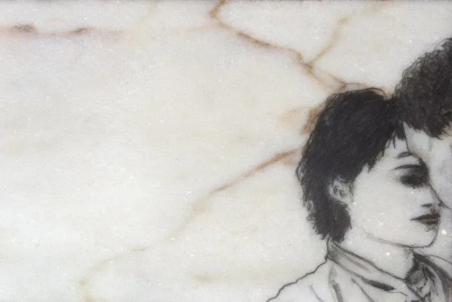 Couples series (1), Cristina Guise, 2015, Graphite on marble