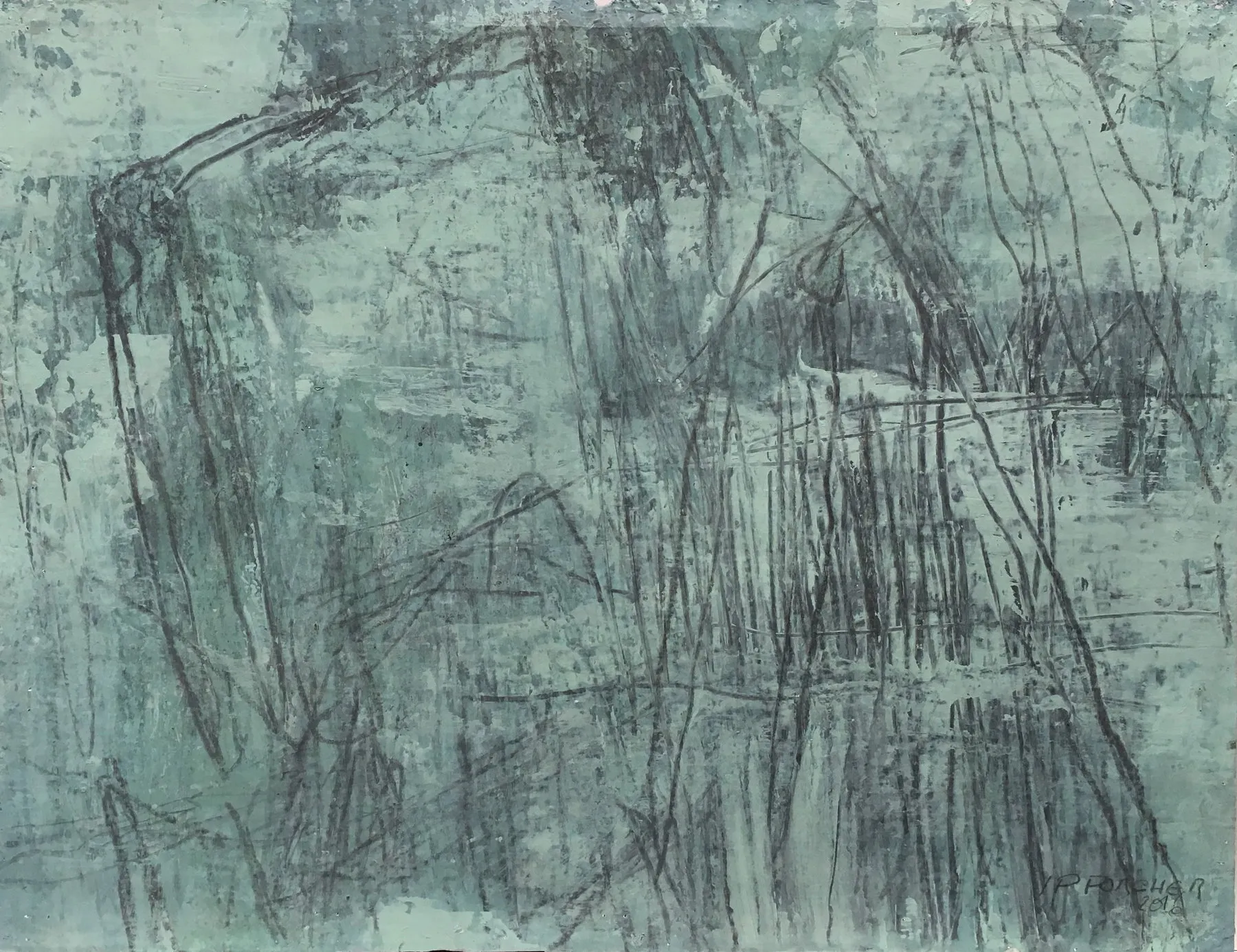 Travail Champêtre, Jean Pierre Porcher, 2016, Acrylic with graphite on paper