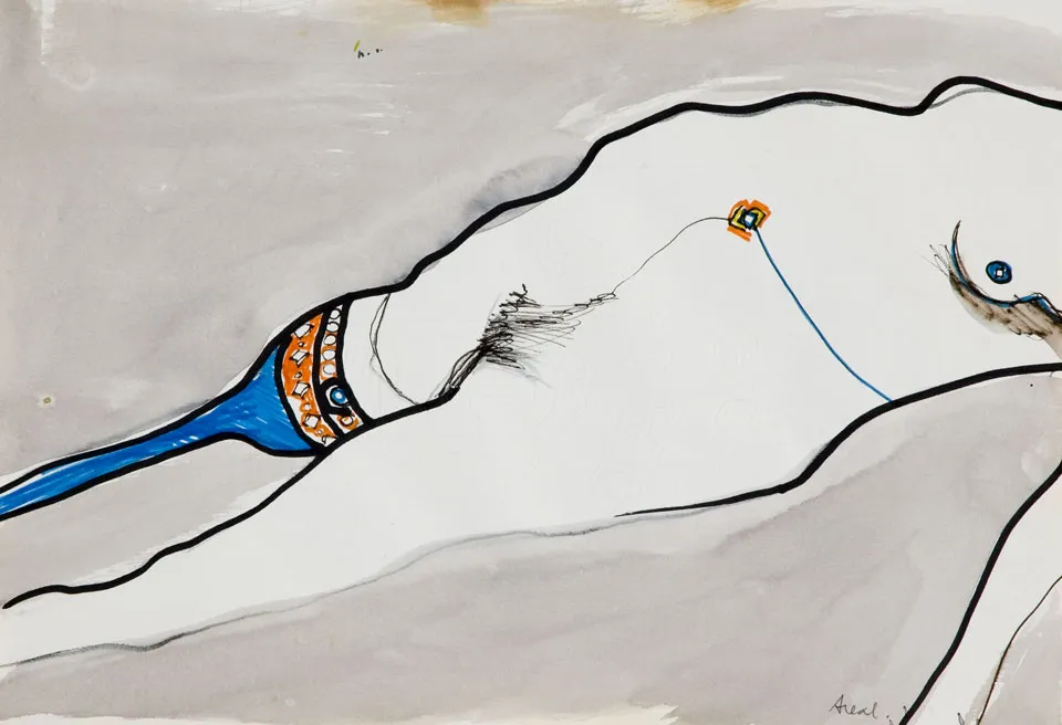 Estudo p/ colaboração c/ Teresa Horta (42-46), António Areal, 1973, Mixed media on paper
