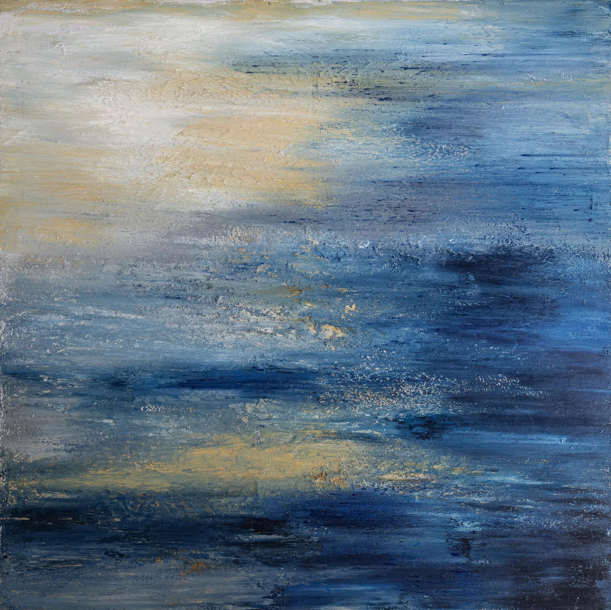 La luna se asomó entre las nubes, Alberto Reguera, 2023, Mixed media on canvas