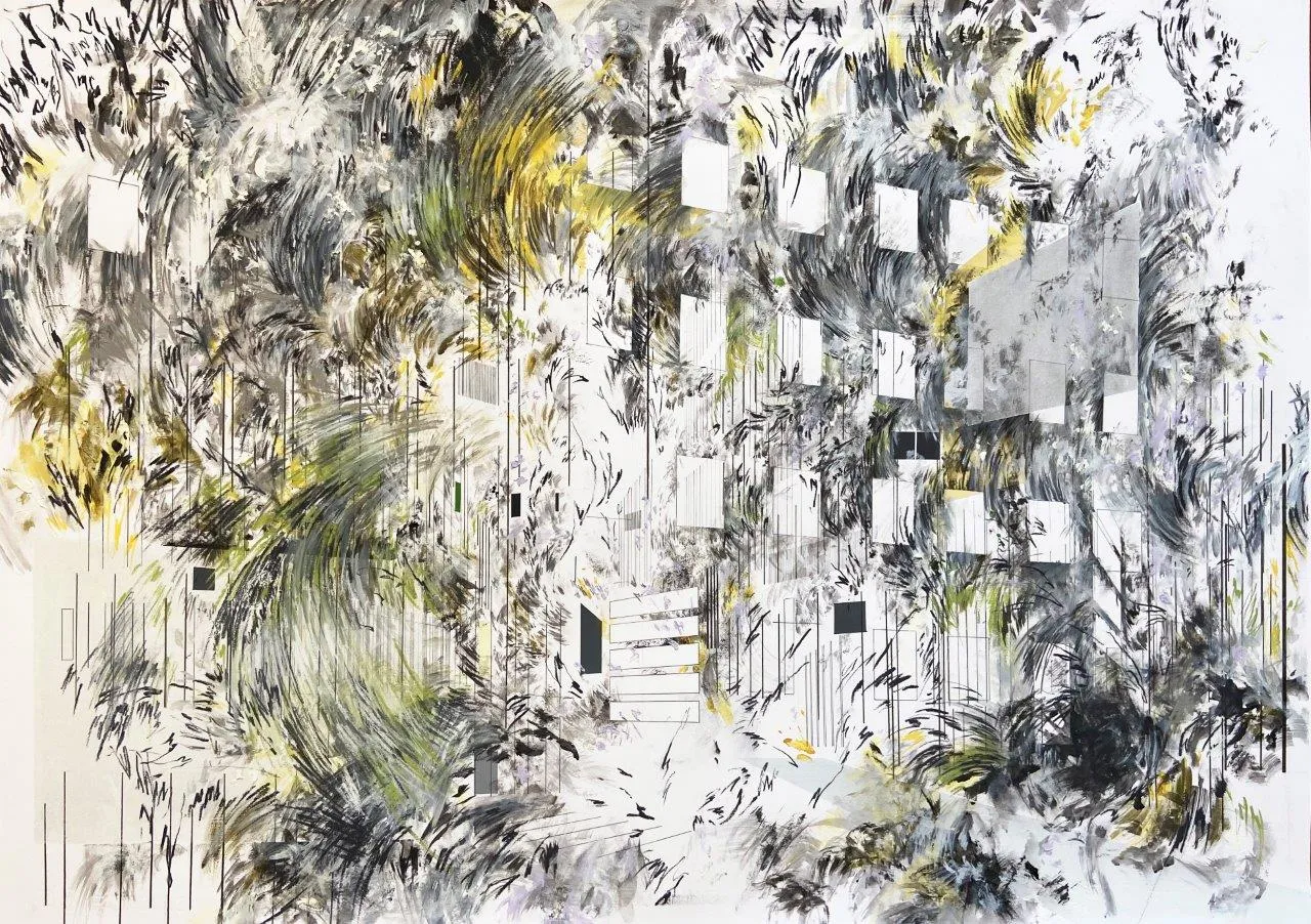Escola Politécnica #1, Camille Bonneau, 2021, Mixed media on paper