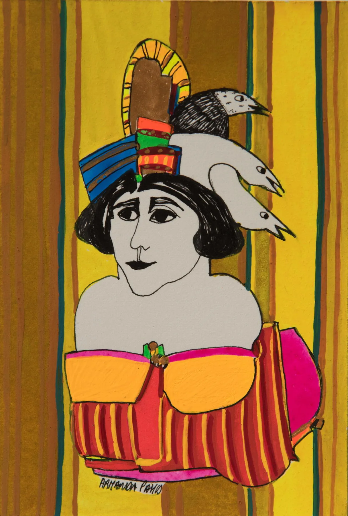 Série retrato 14, Armanda Passos, 2017, India ink and gouache on paper