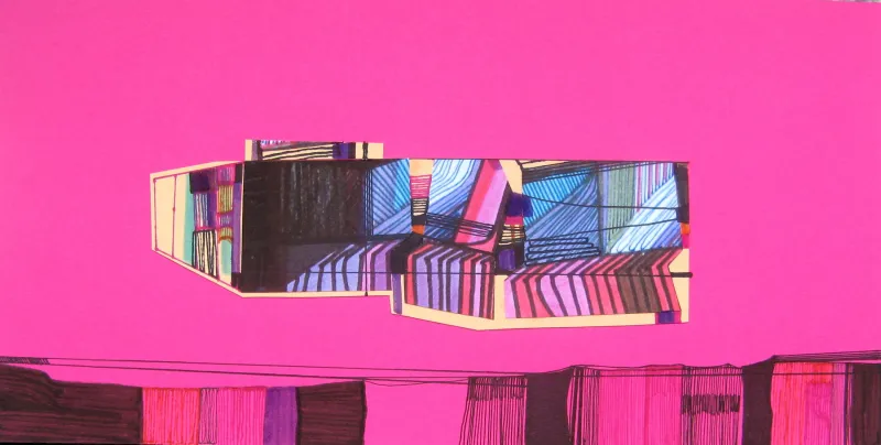 Houses, several corners of the world #16, Ana Pais Oliveira, 2012, Drawing and collage on card